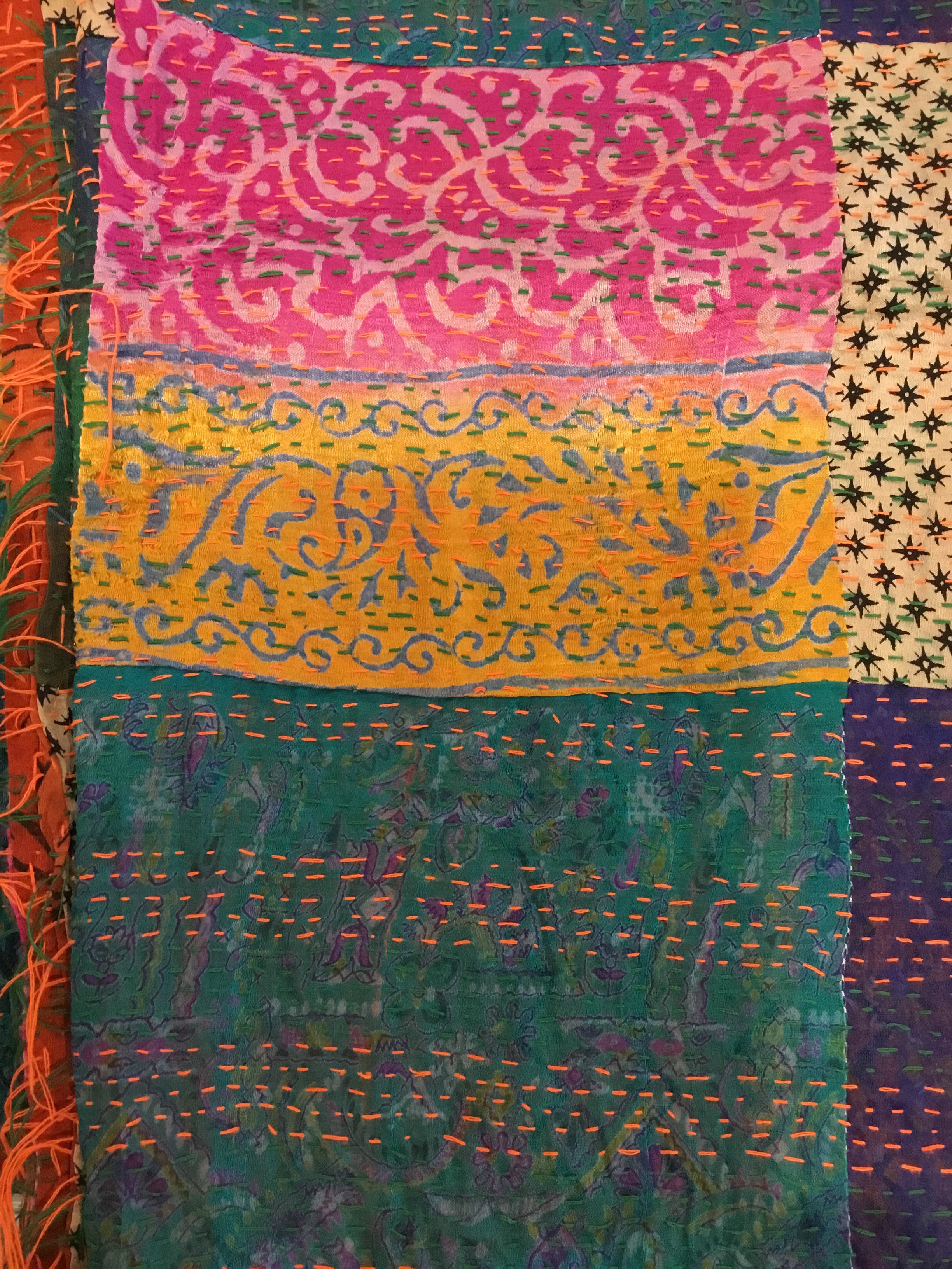 Vintage Silk Sari Wrap -  Patchwork Technicolor