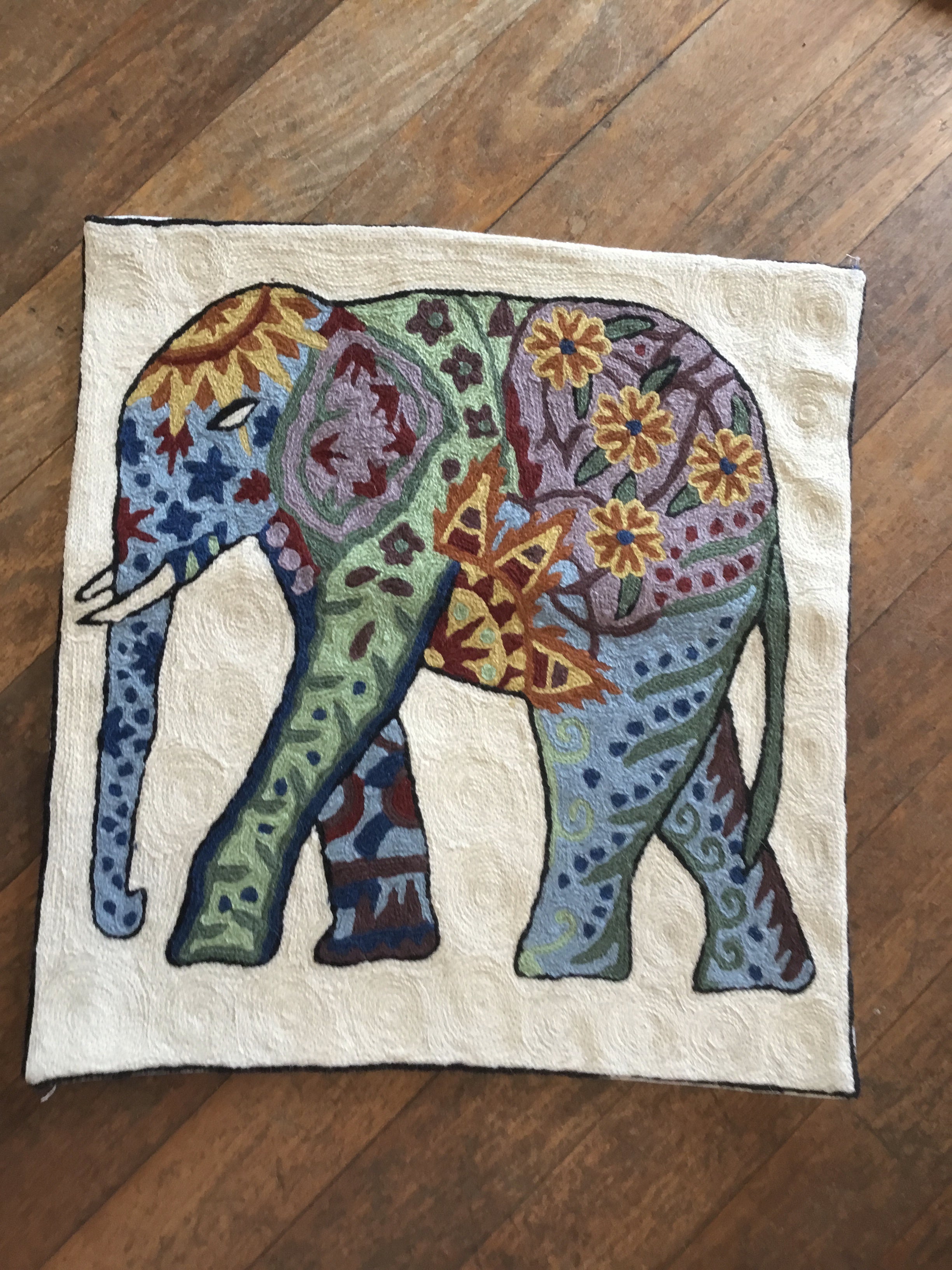 Kashmiri Wool Cushion - Ephemera the Elephant