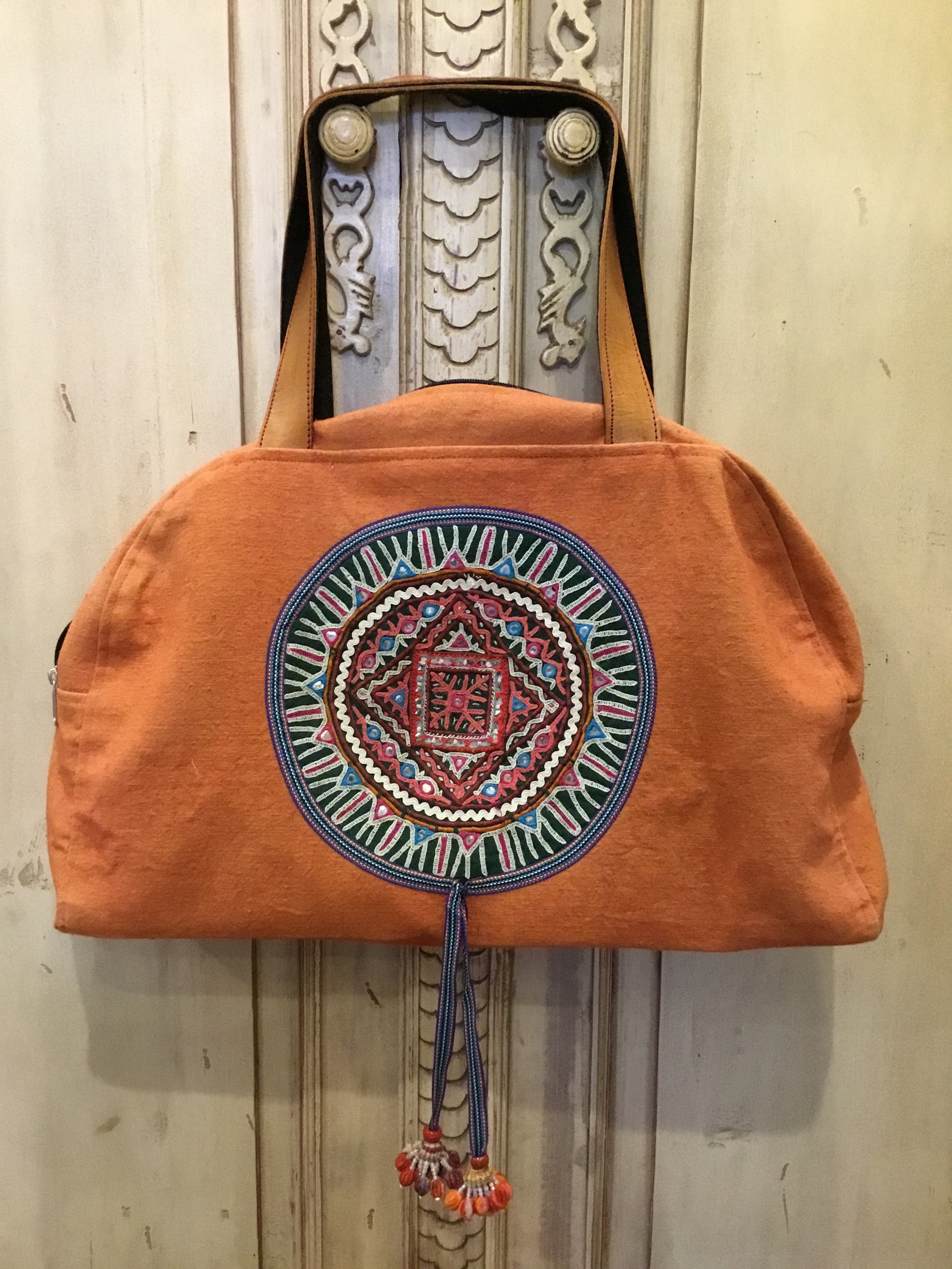 Vintage Fabric Carry Bag - Ochre Mandala