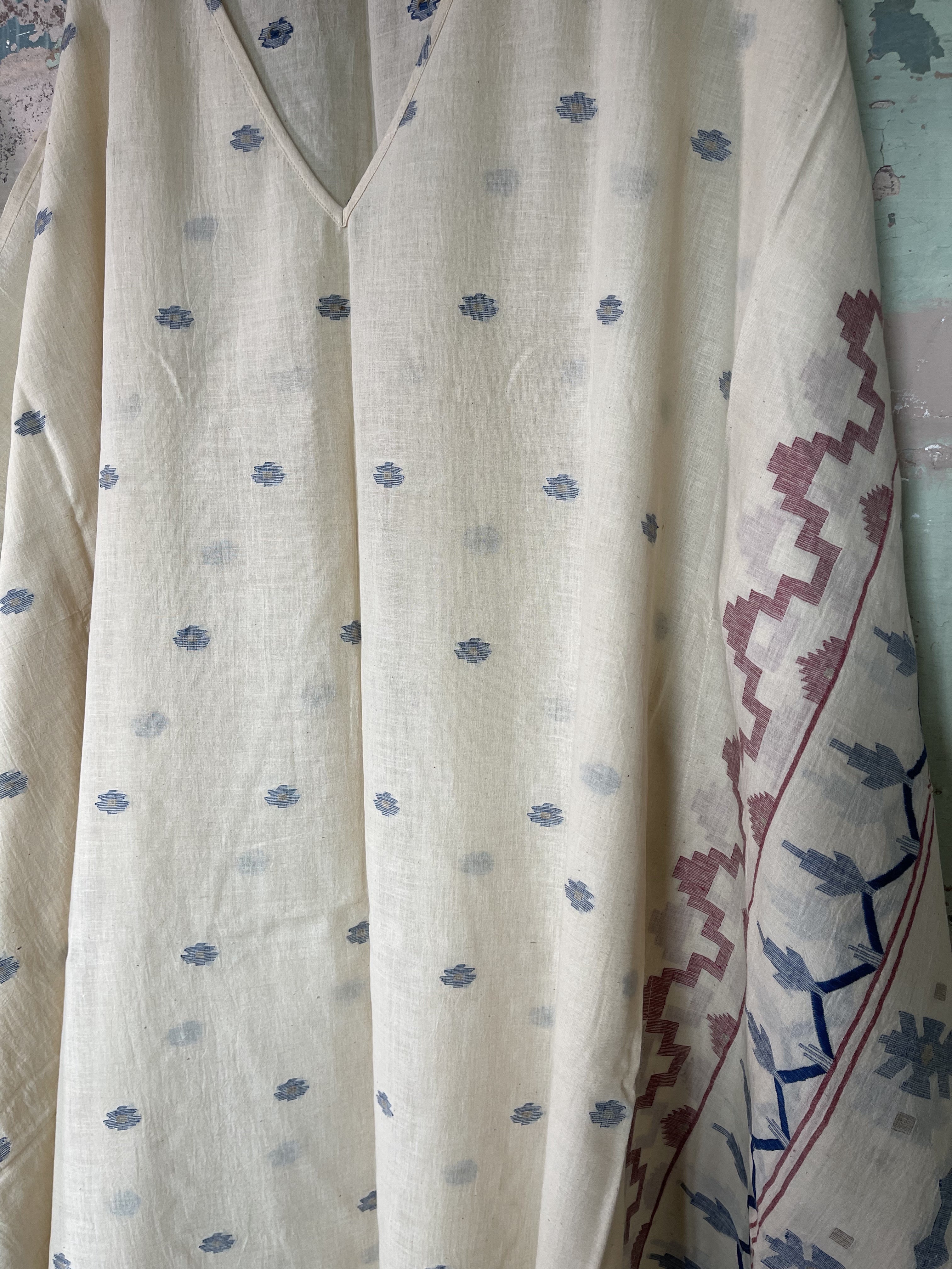 Long Jamdani Kaftan - Stone