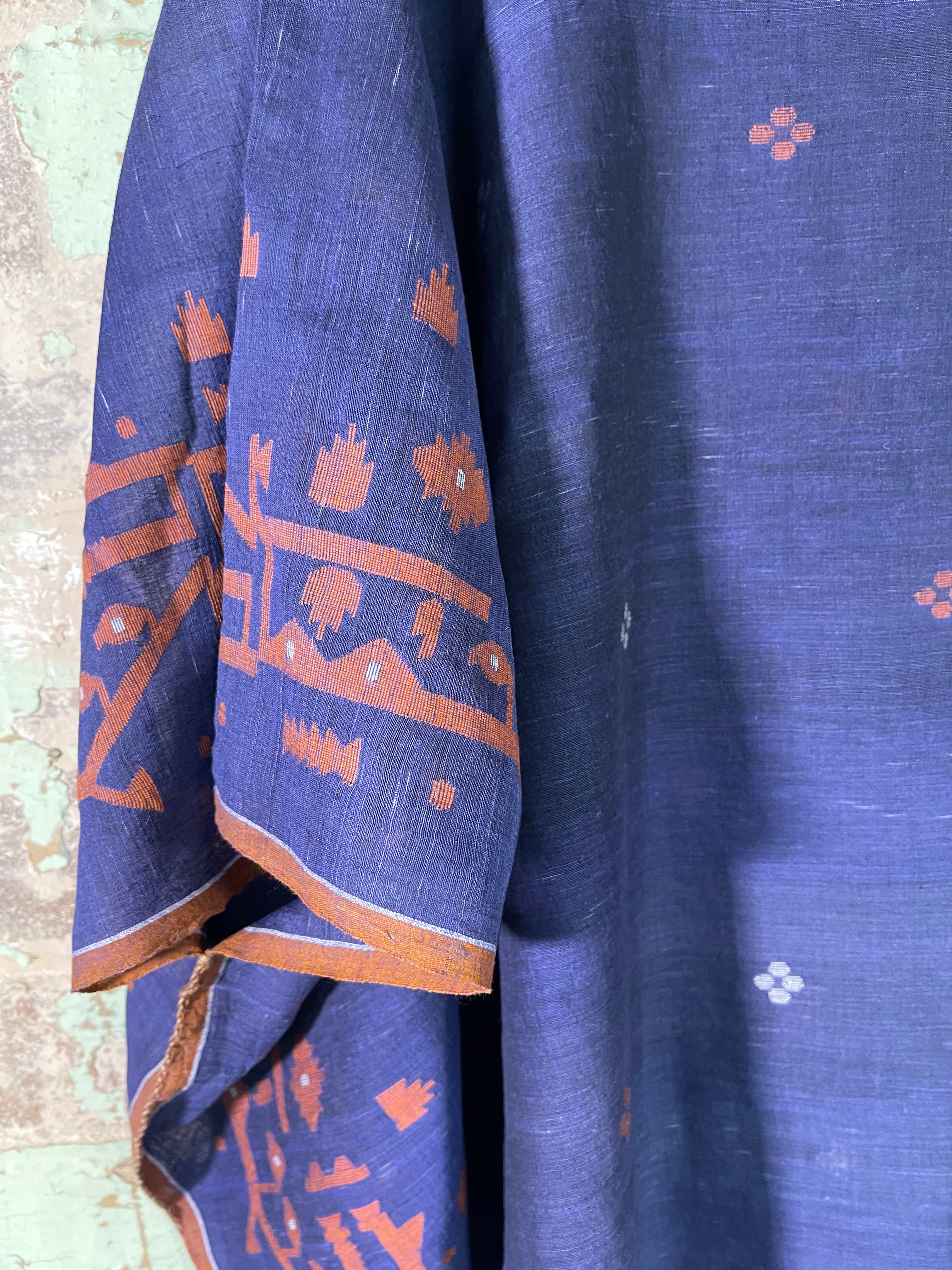 Jamdani Kaftan - Indigo