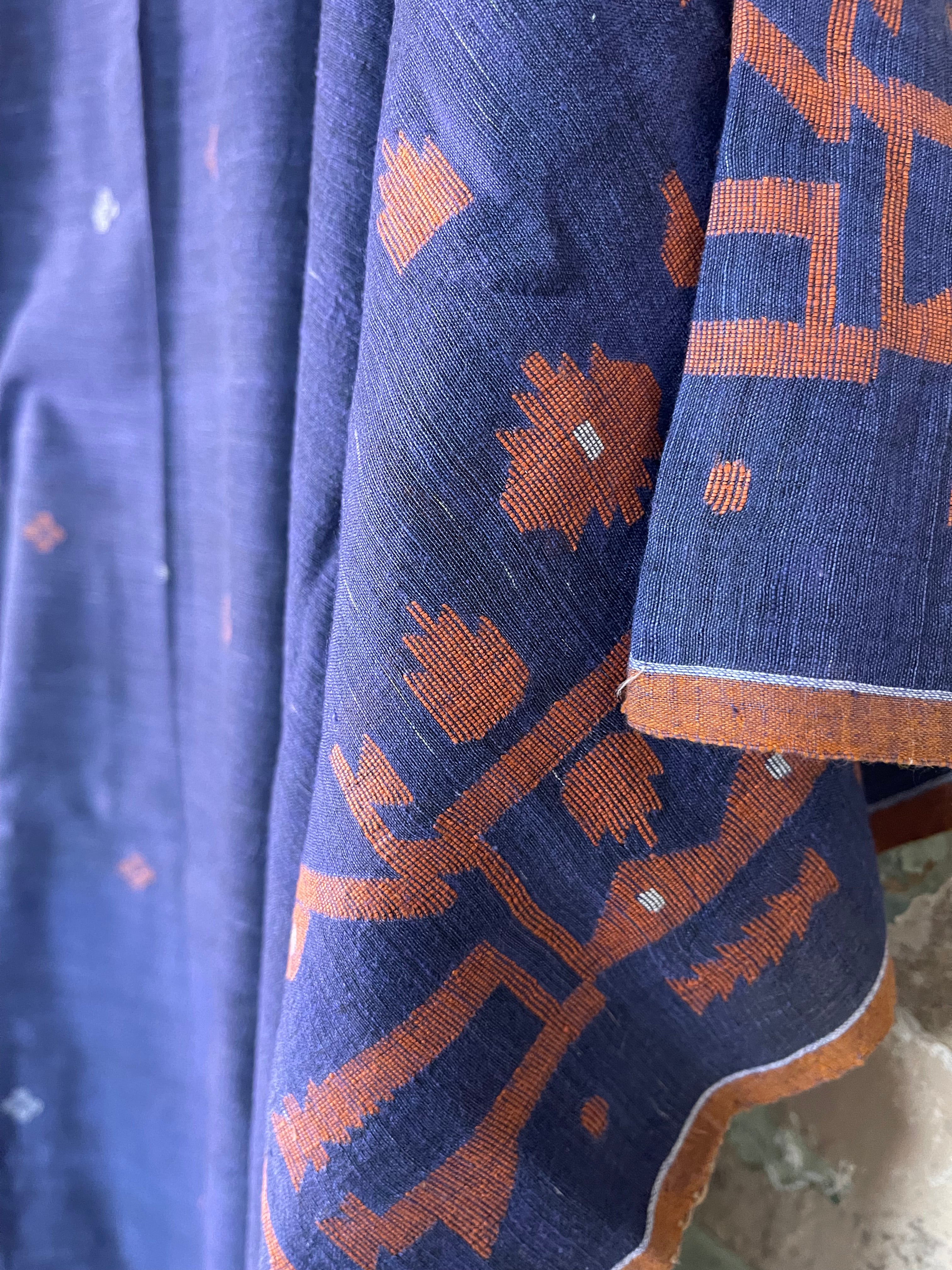 Jamdani Kaftan - Indigo