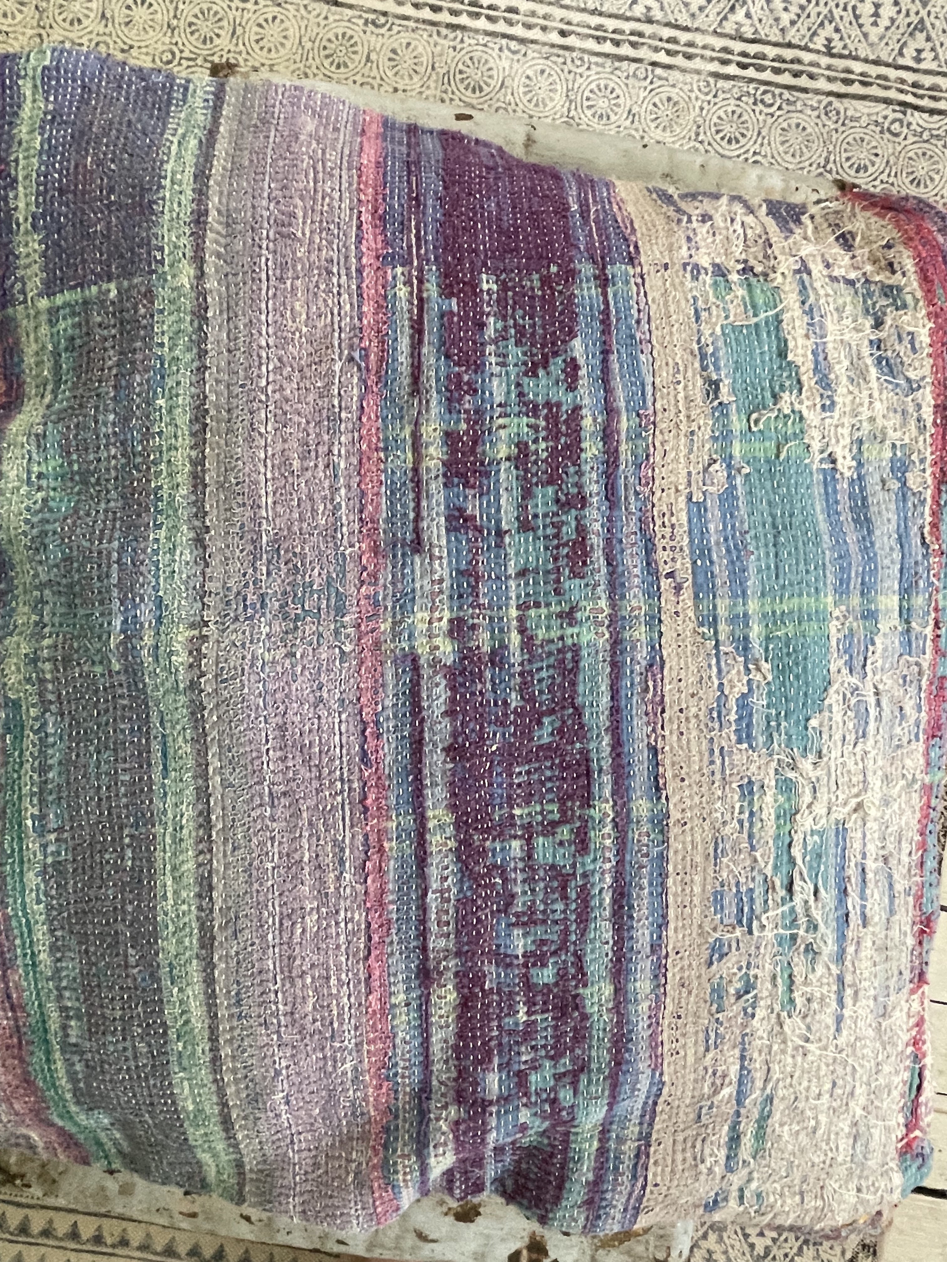 Vintage Kantha Cushion - Stripe