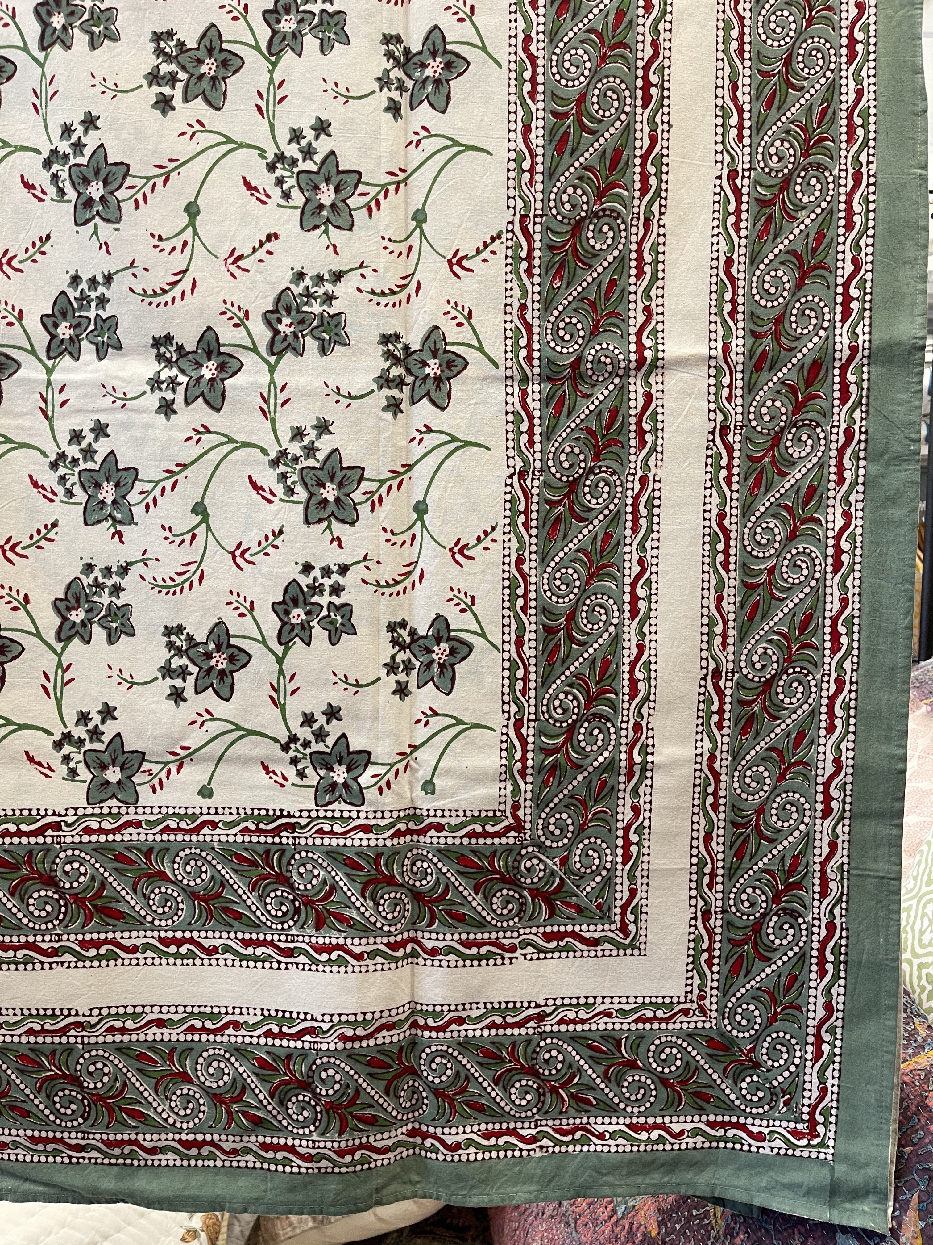 Handblock Printed Tablecloth Rectangular - Meadow