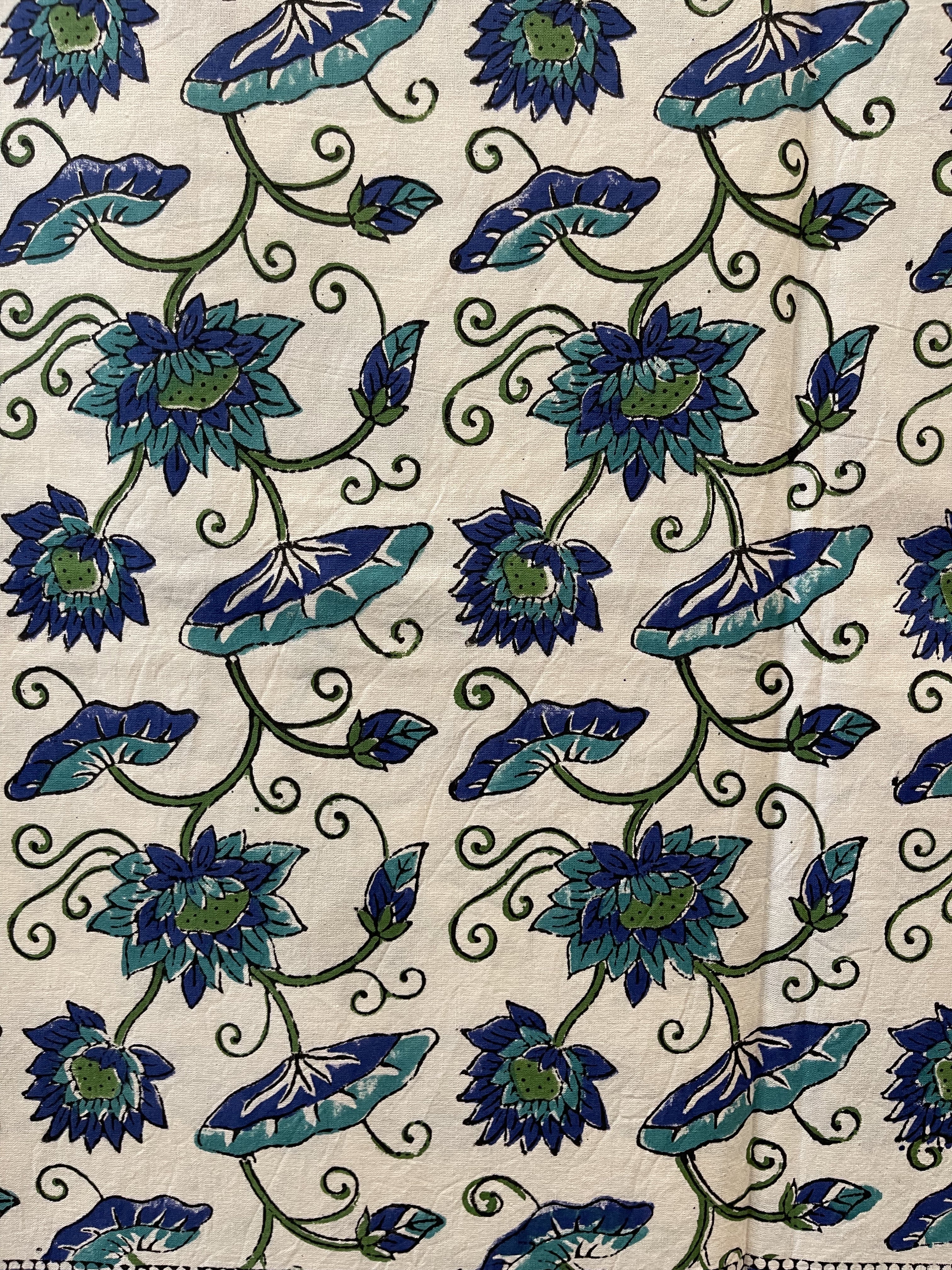 Handblock Printed Tablecloth Rectangular -Water Lily