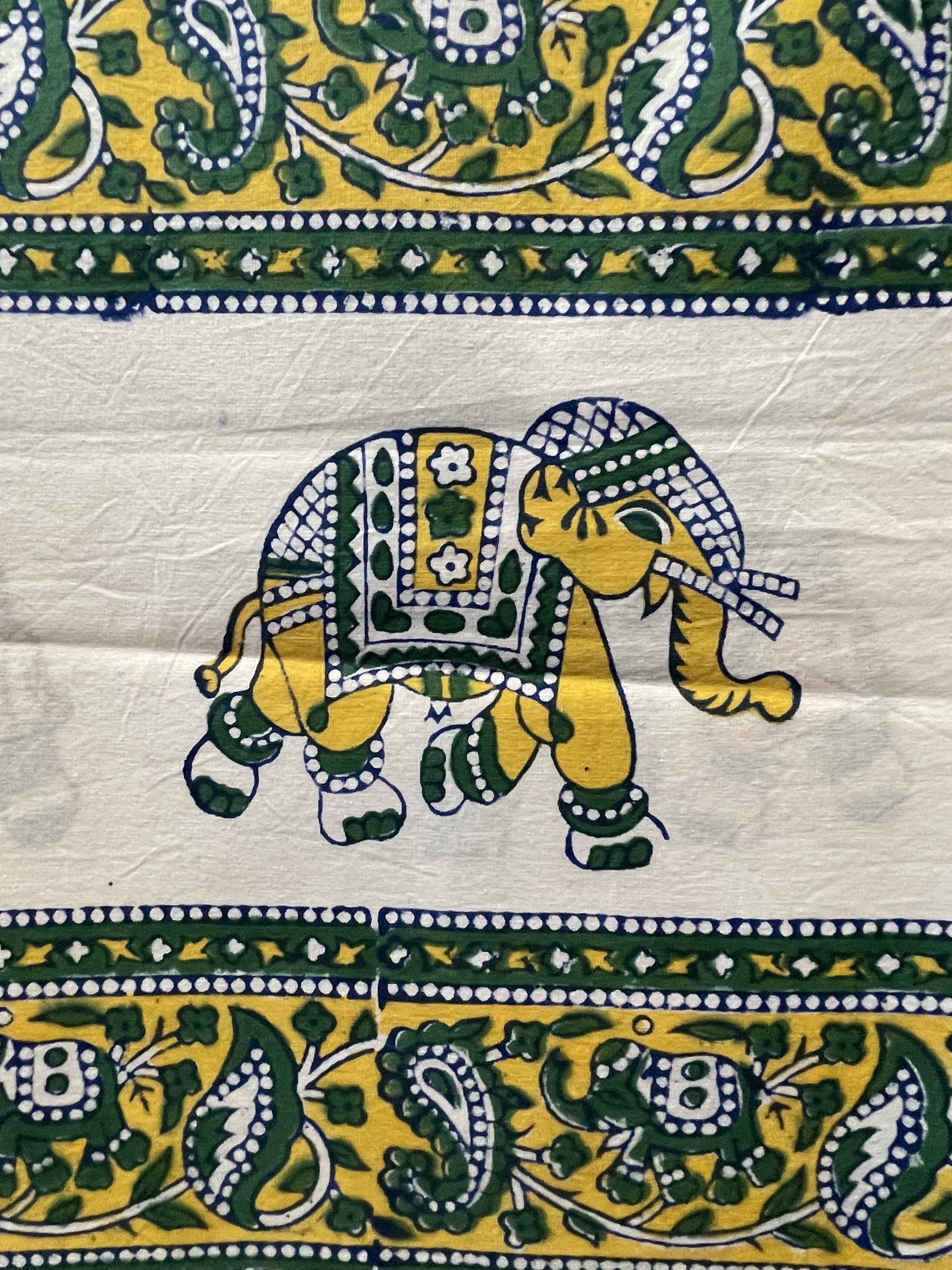 Handblock Printed Tablecloth Rectangular - Elephant Walk