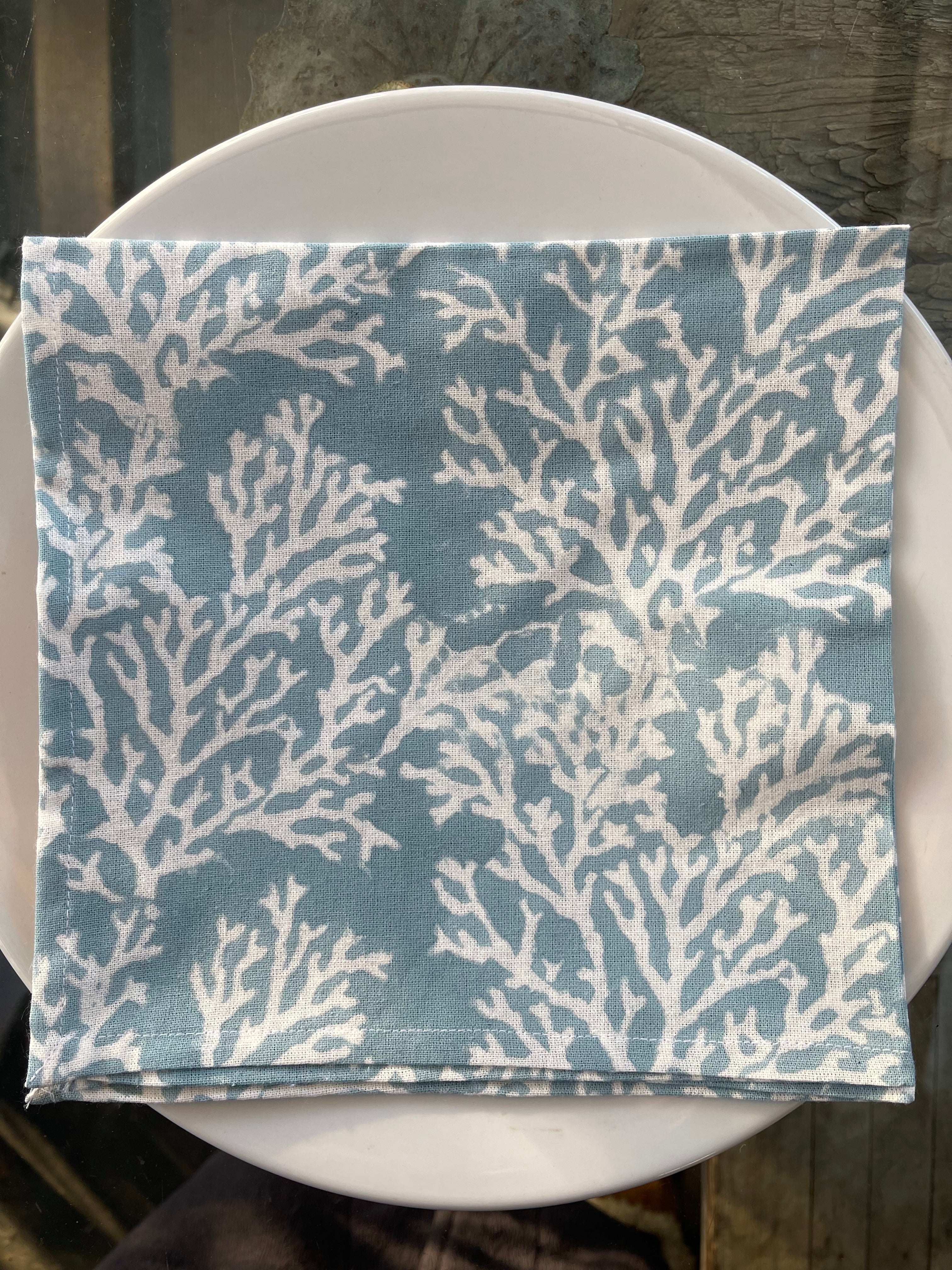 Napkins - Coral Teal Grey