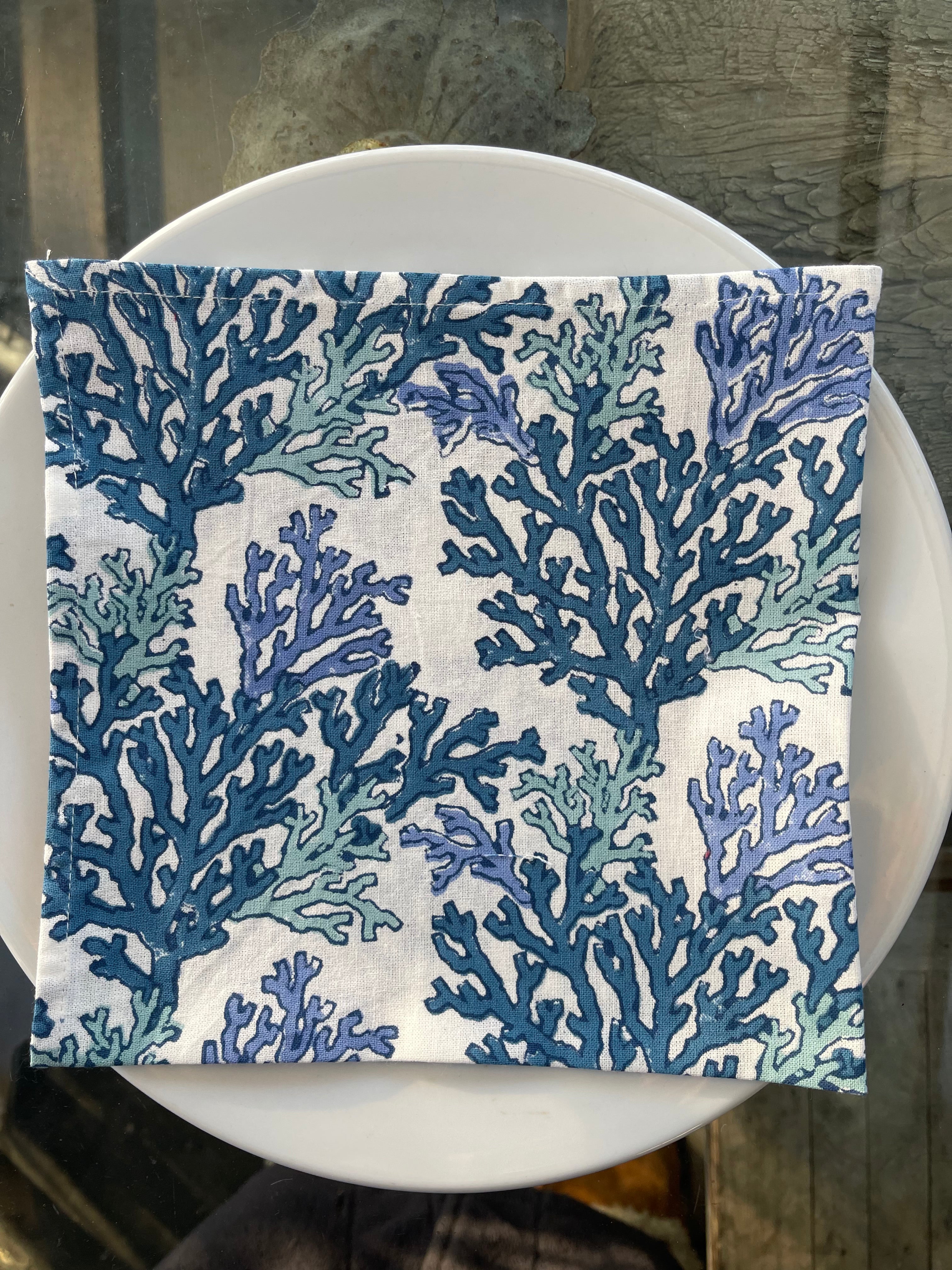 Napkins - Coral Teal White