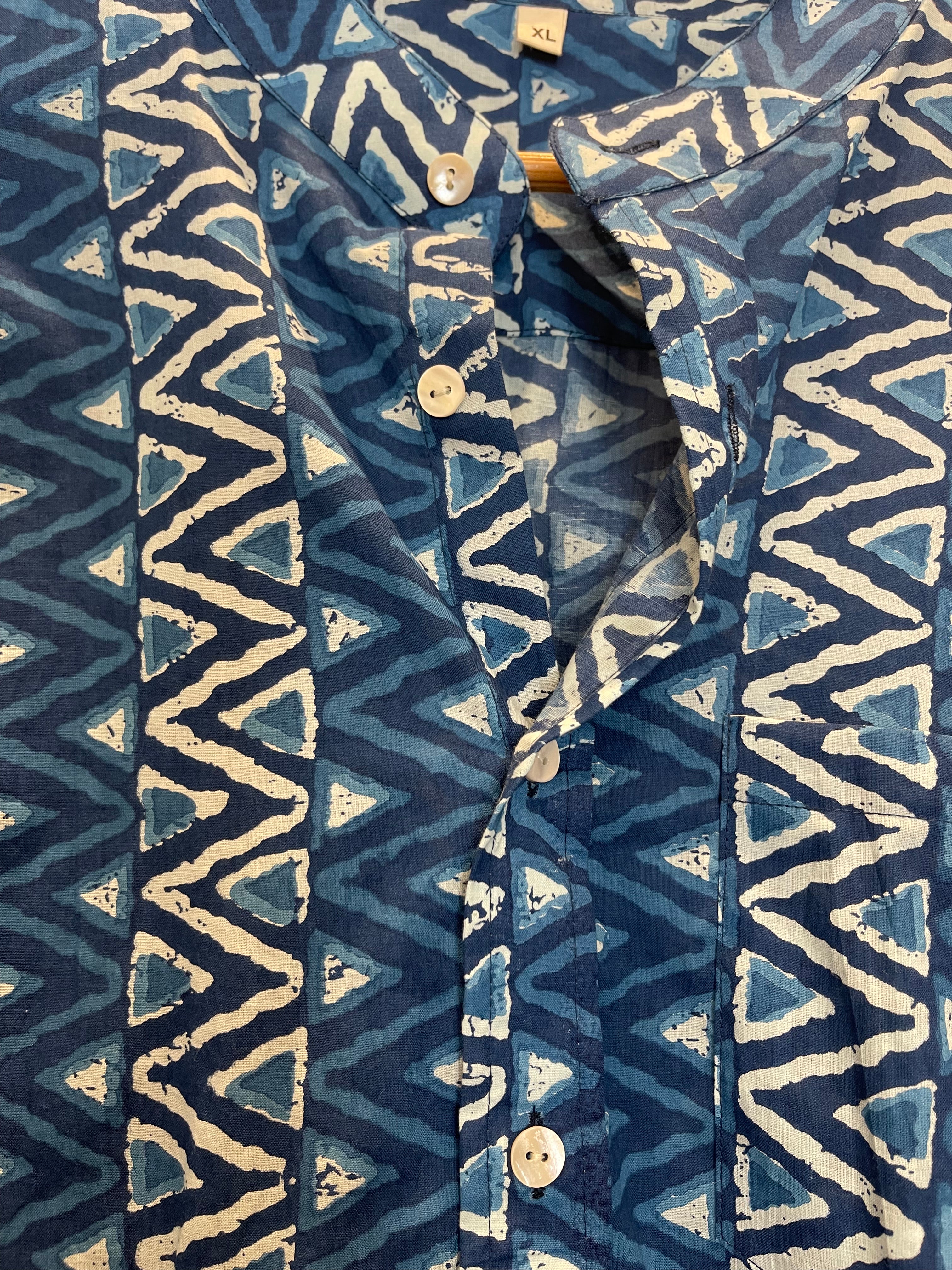 Boyfriend Shirt - INDIGO GEOMETRIC