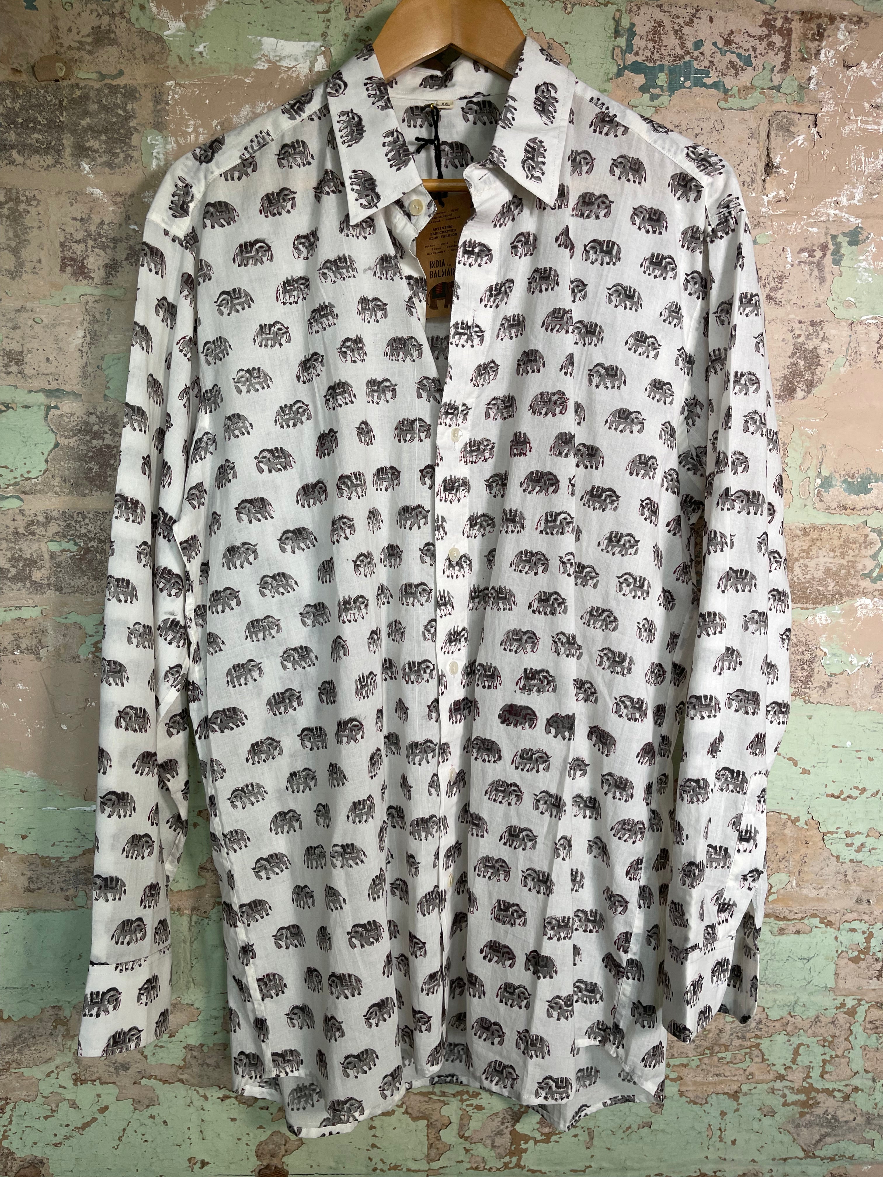 Handblock Printed Mens/Unisex Shirt - Ephemera