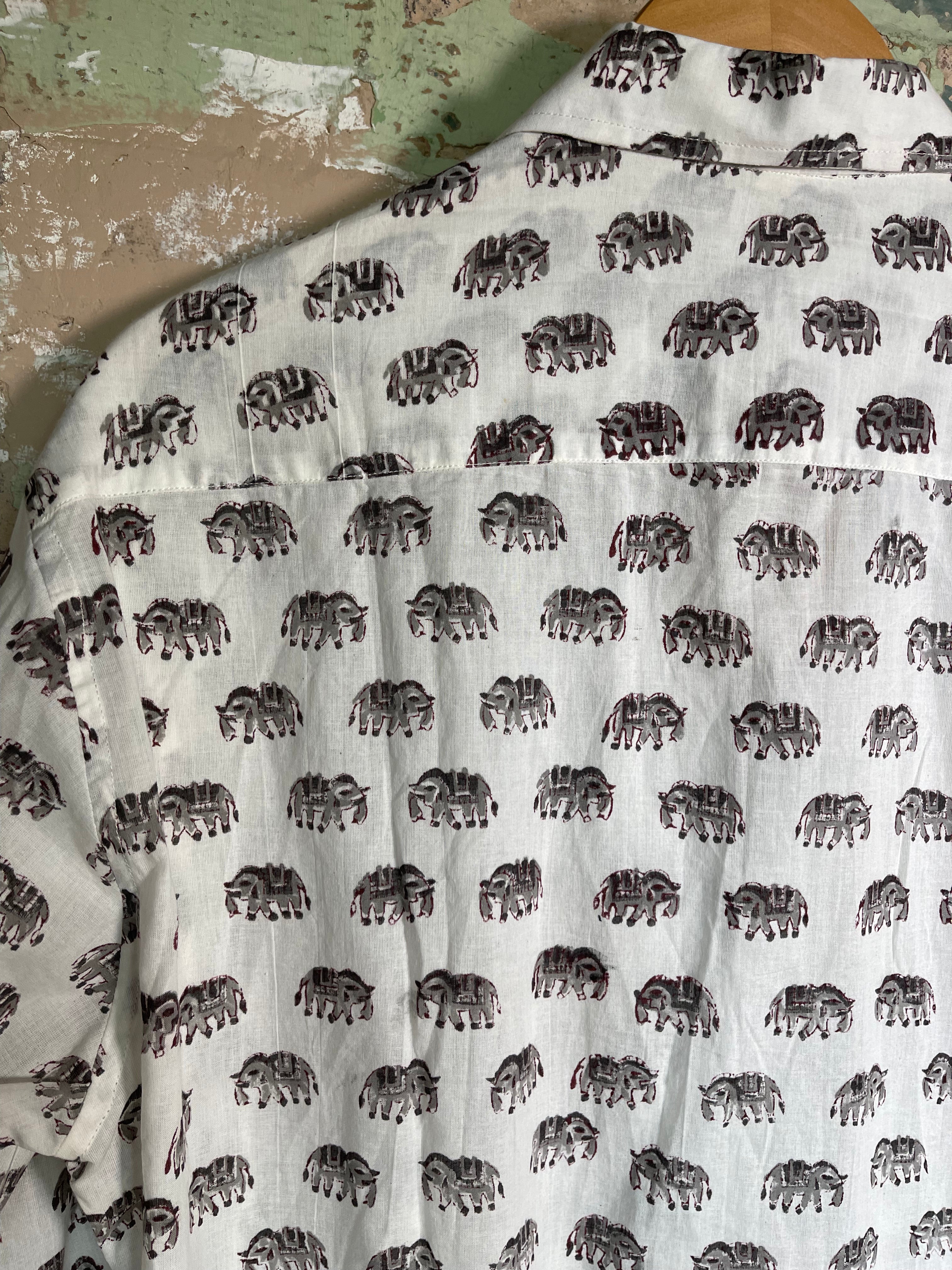 Handblock Printed Mens/Unisex Shirt - Ephemera