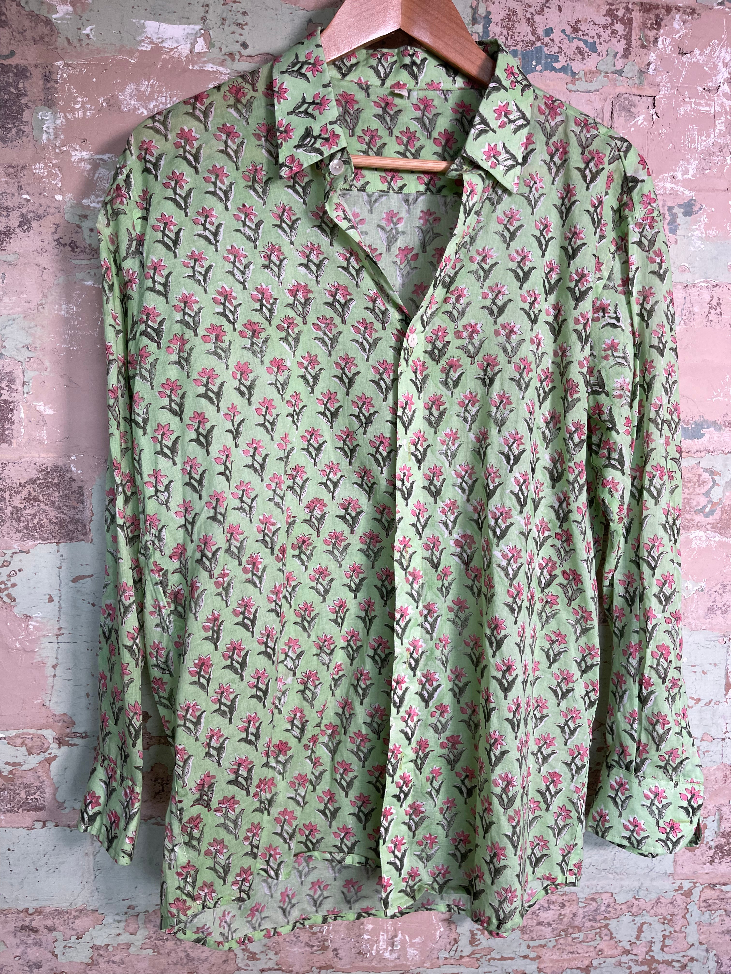 Handblock Printed Mens/Unisex Shirt - Coastal