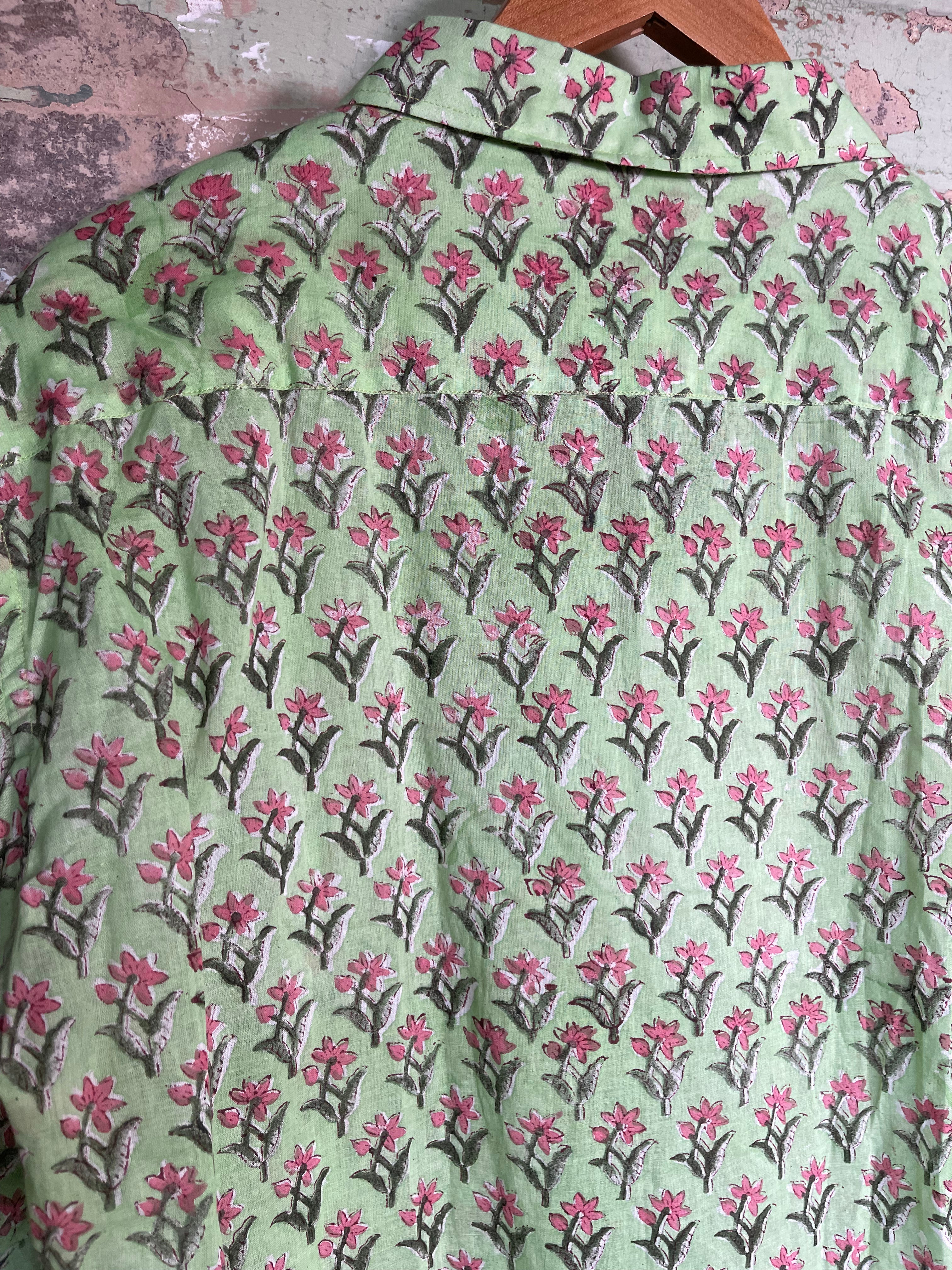 Handblock Printed Mens/Unisex Shirt - Coastal