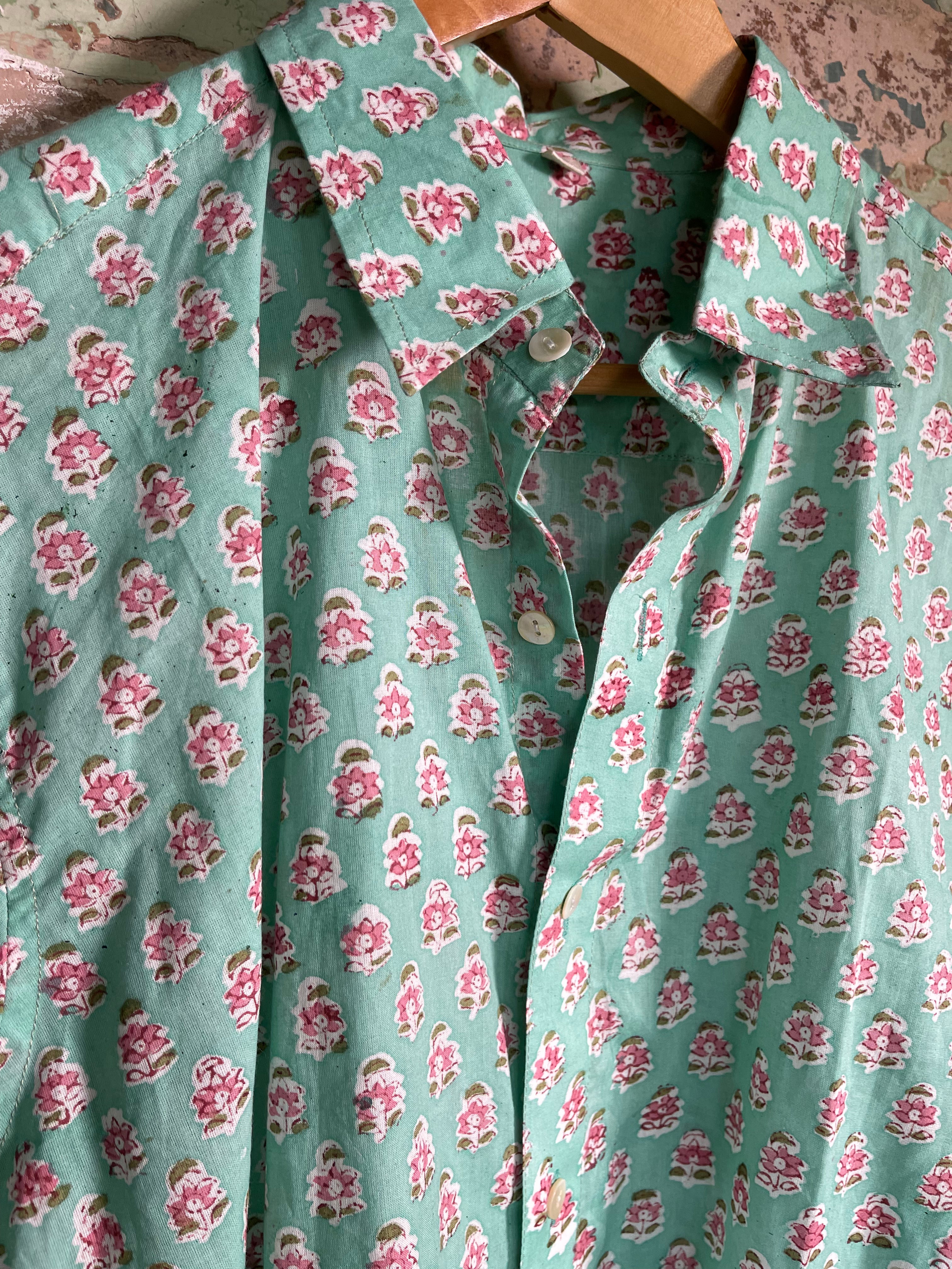 Handblock Printed Mens/Unisex Shirt - Beach