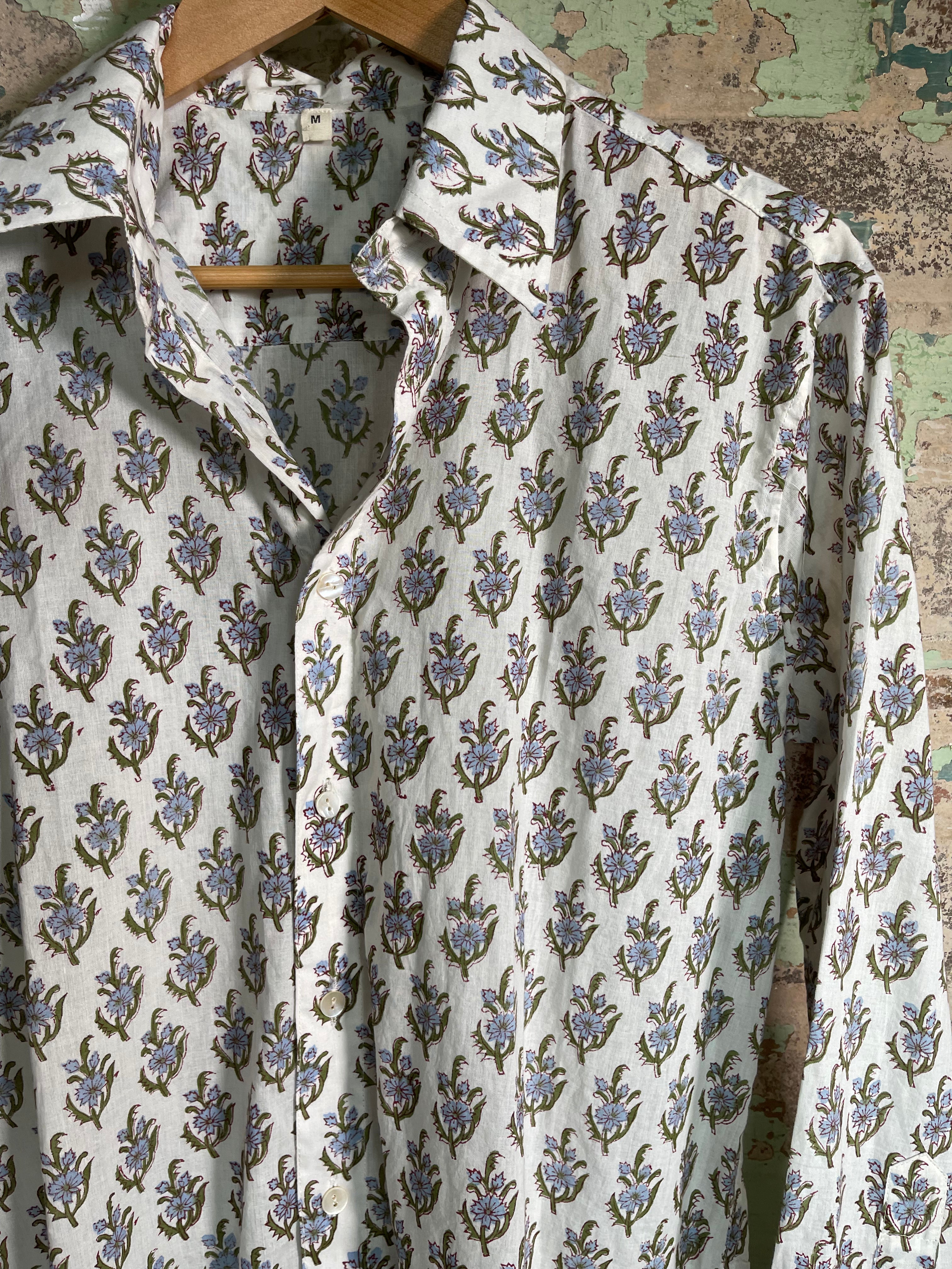 Handblock Printed Mens/Unisex Shirt - Wildflower