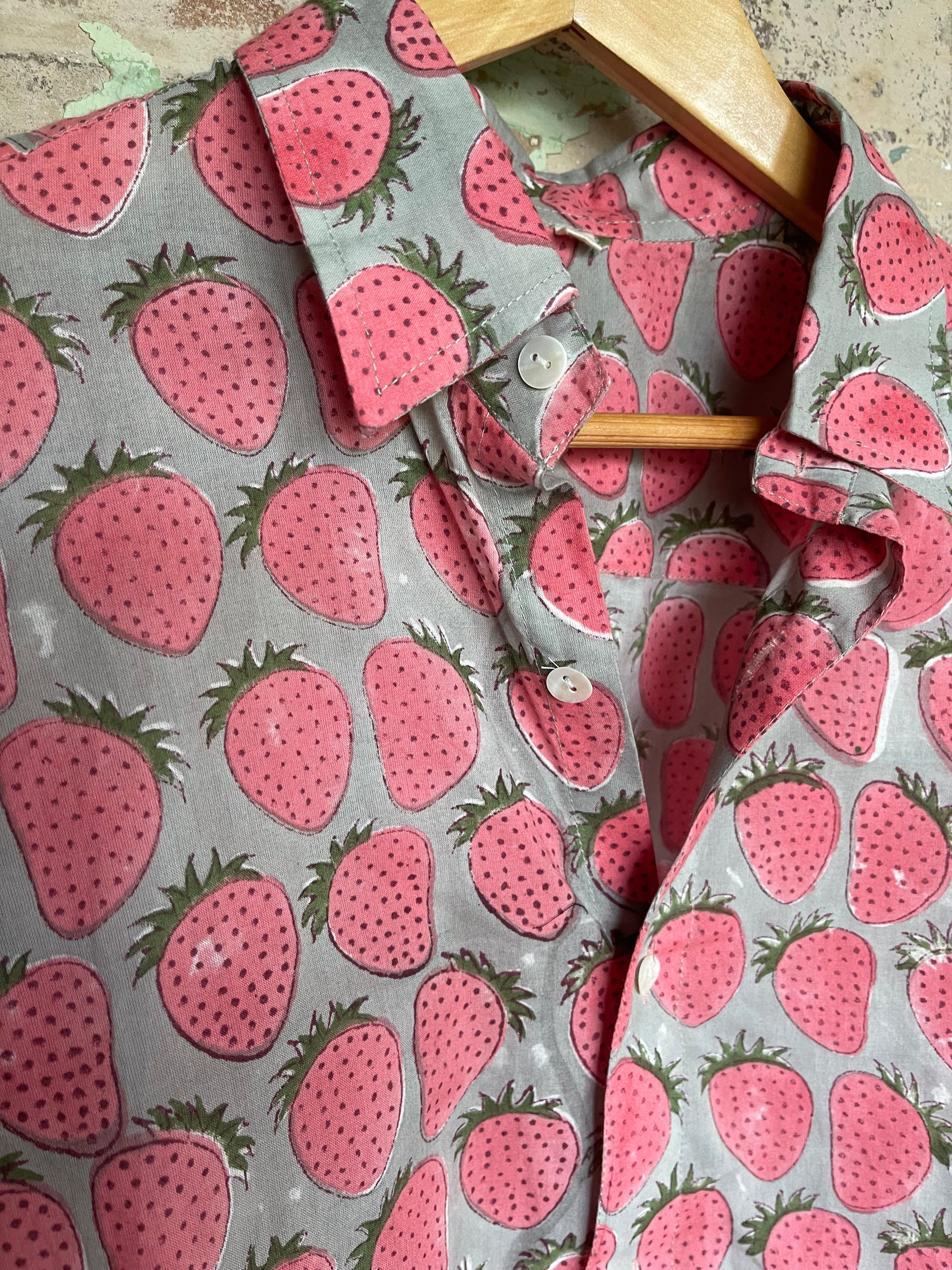 Handblock Printed Mens/Unisex Shirt - Fruitful