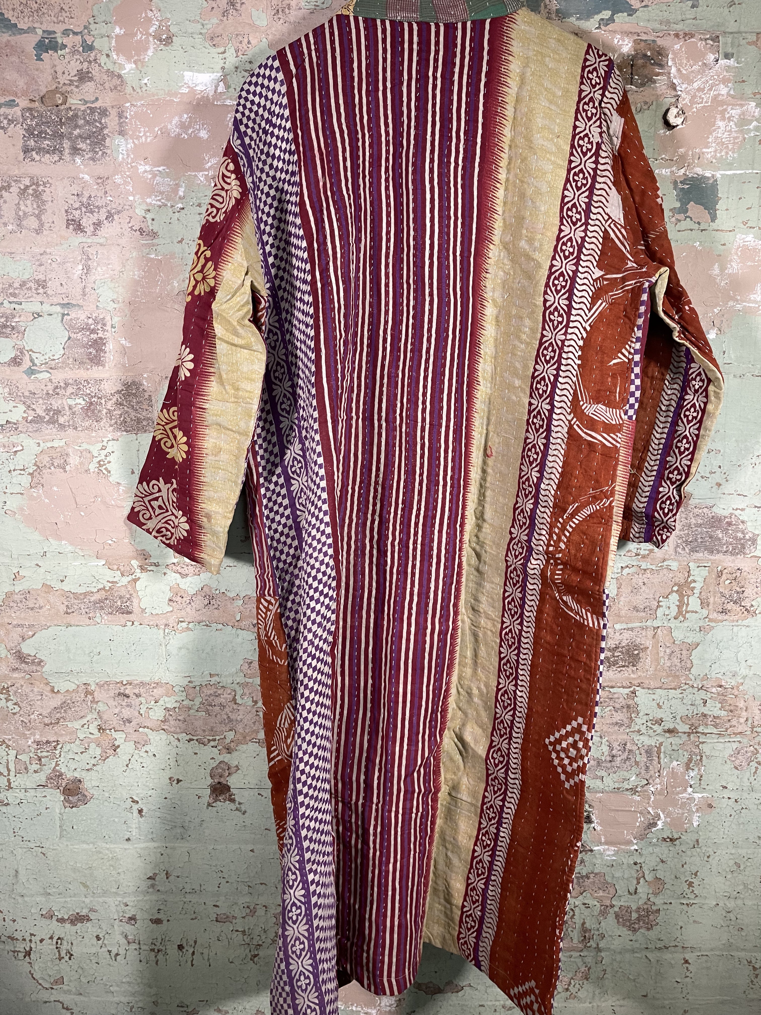 Vintage Kantha Kimono - Desert Stripe
