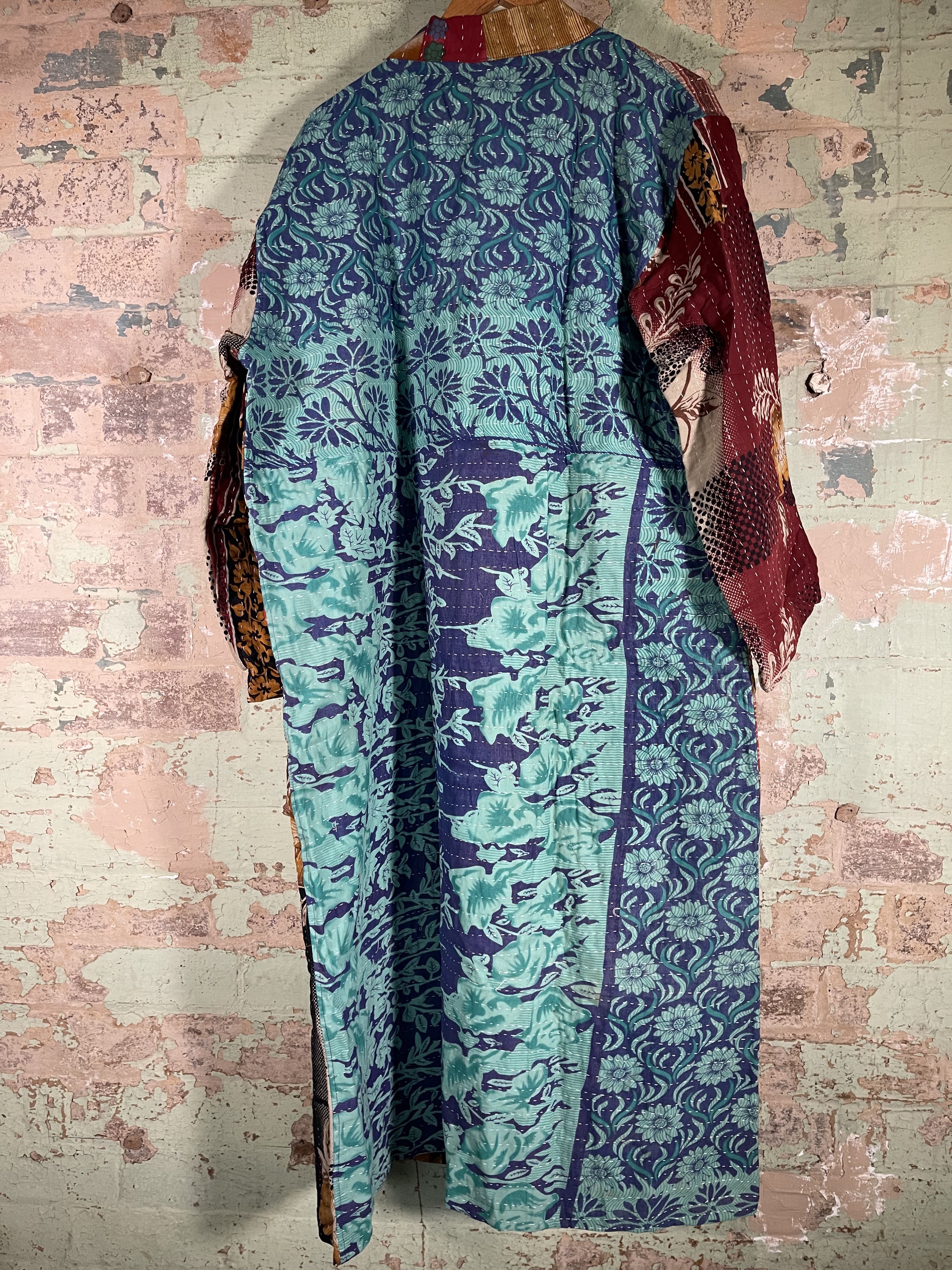 Vintage Kantha Kimono - Hidden Ocean