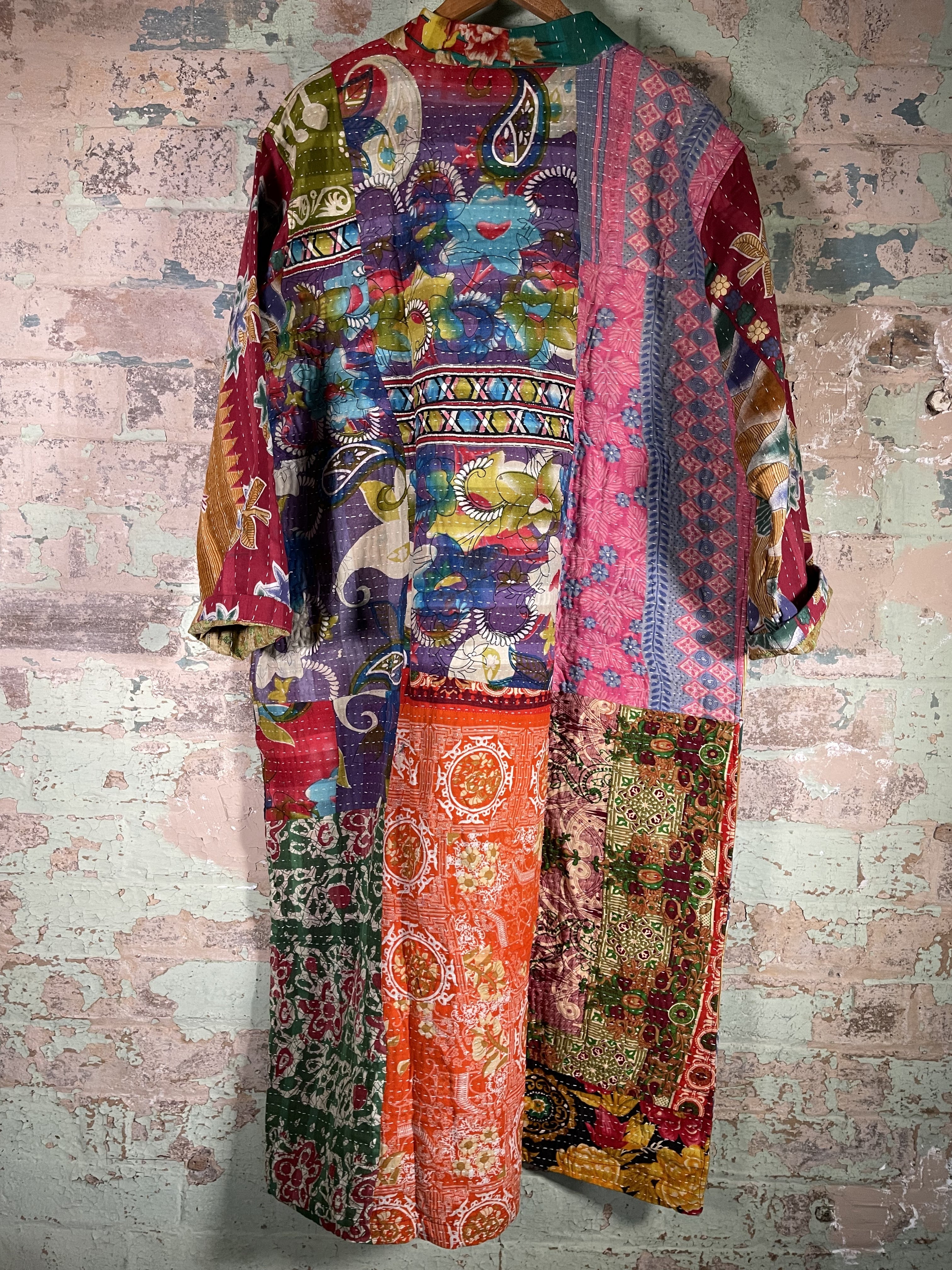Vintage Kantha Kimono - Patterned Extravaganza