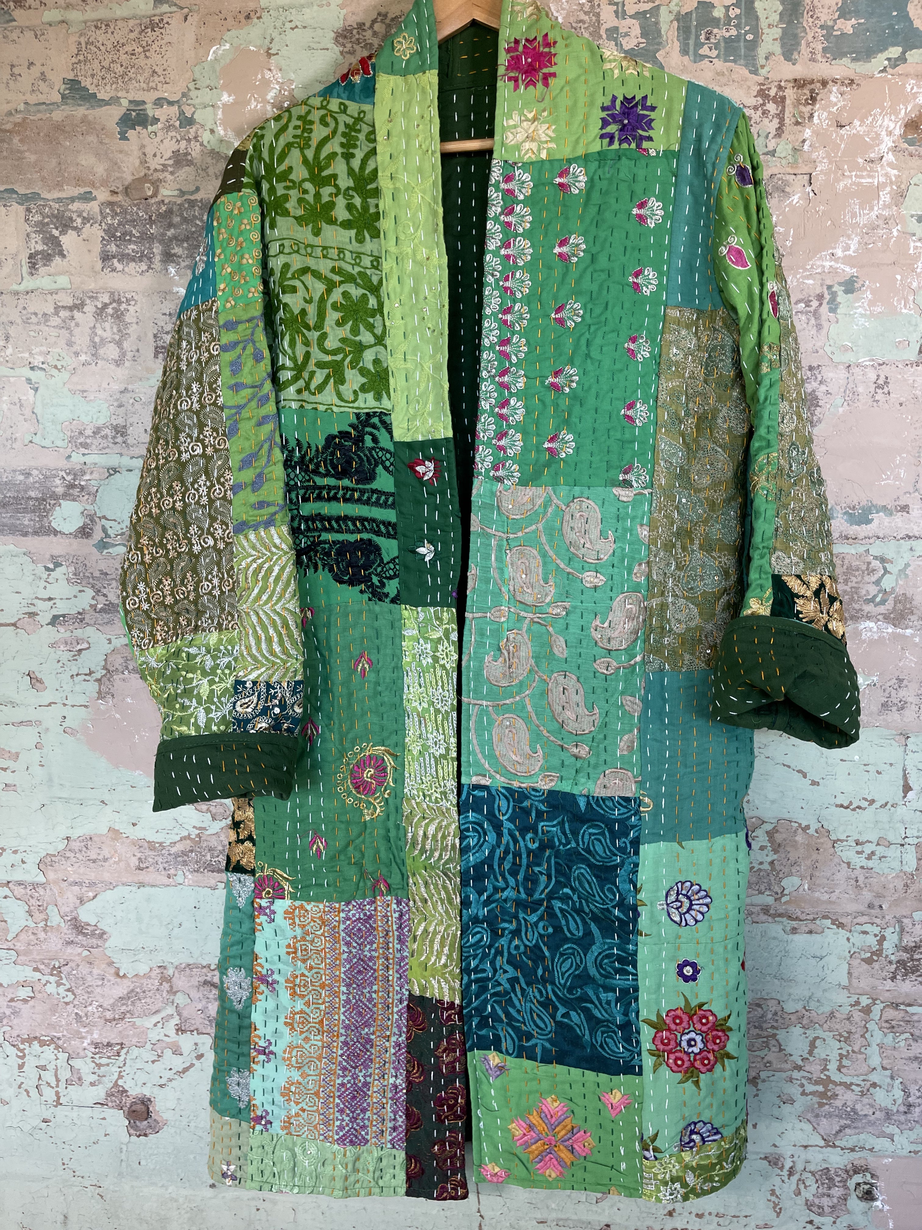 Embroidered Kantha Coat - Field