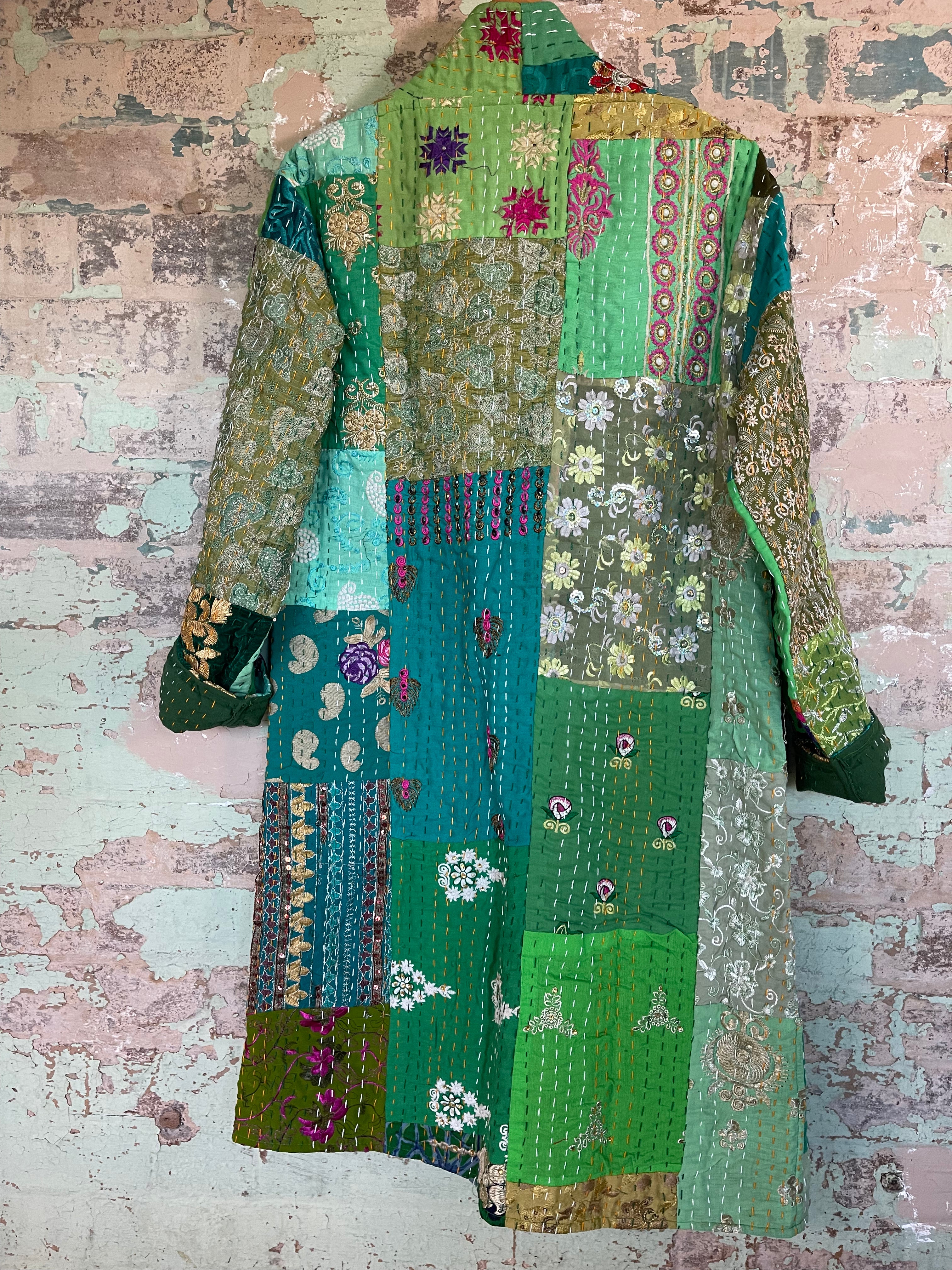 Embroidered Kantha Coat - Field