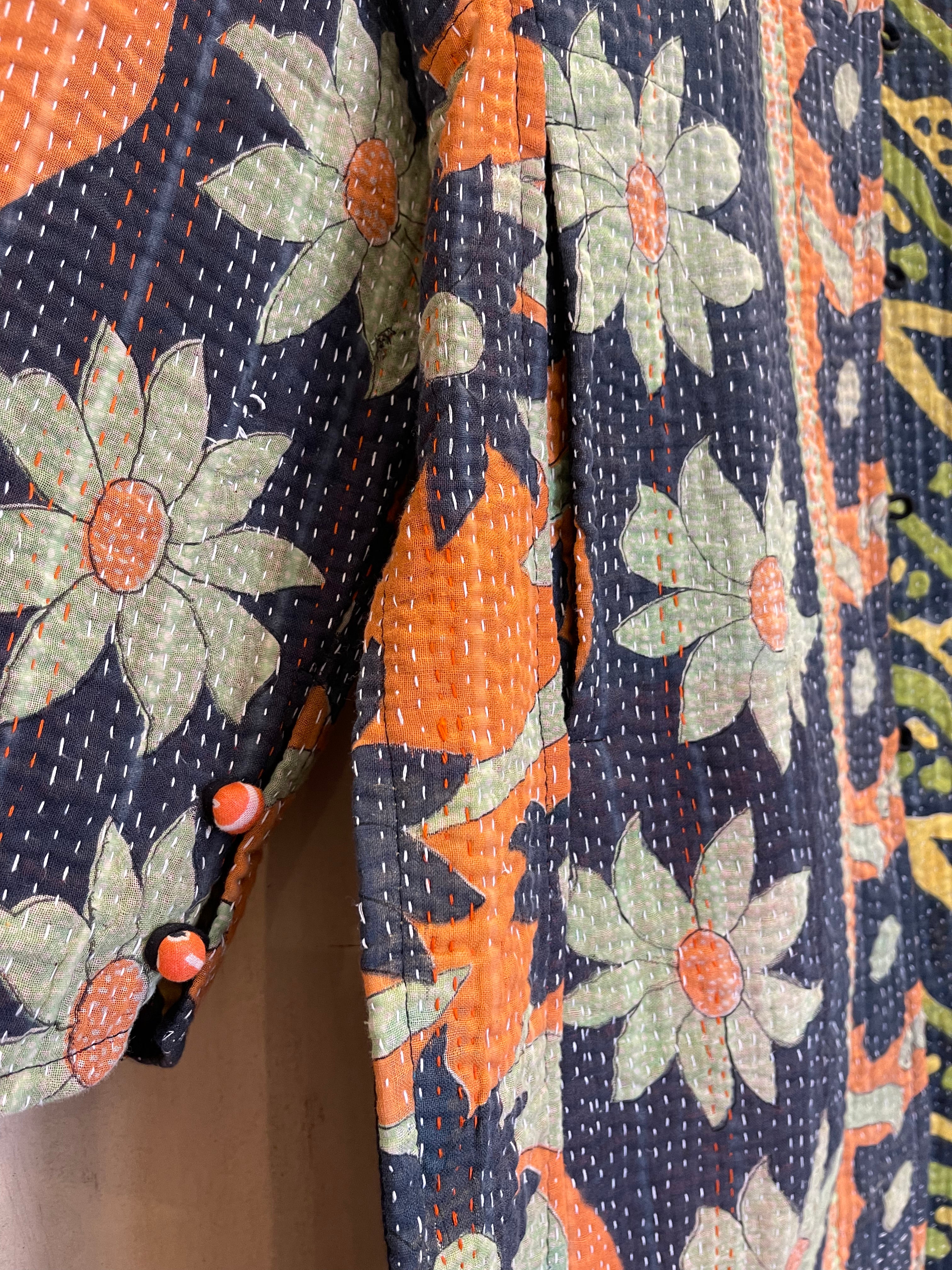 Vintage Kantha Jacket - Retro Sunflower