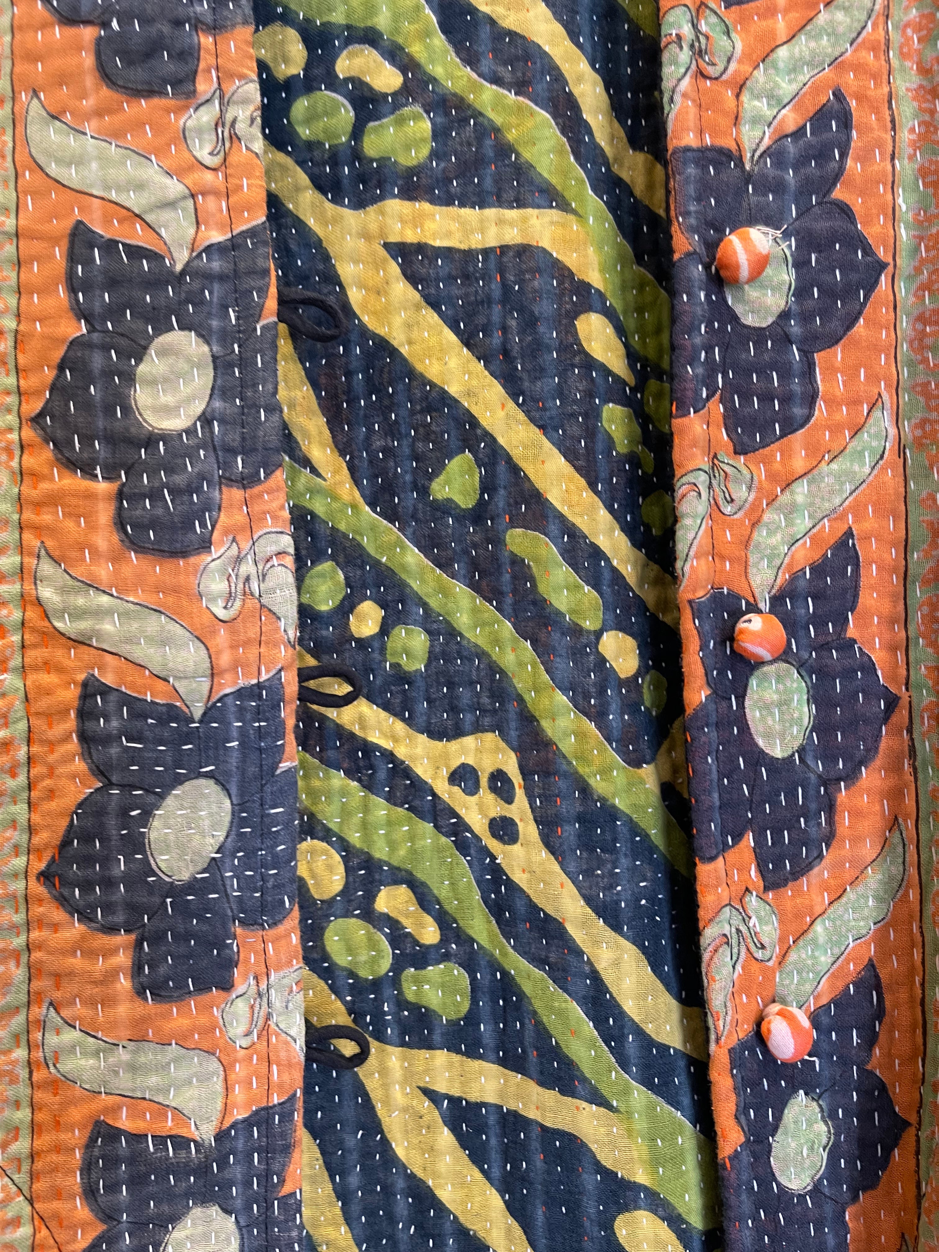 Vintage Kantha Jacket - Retro Sunflower