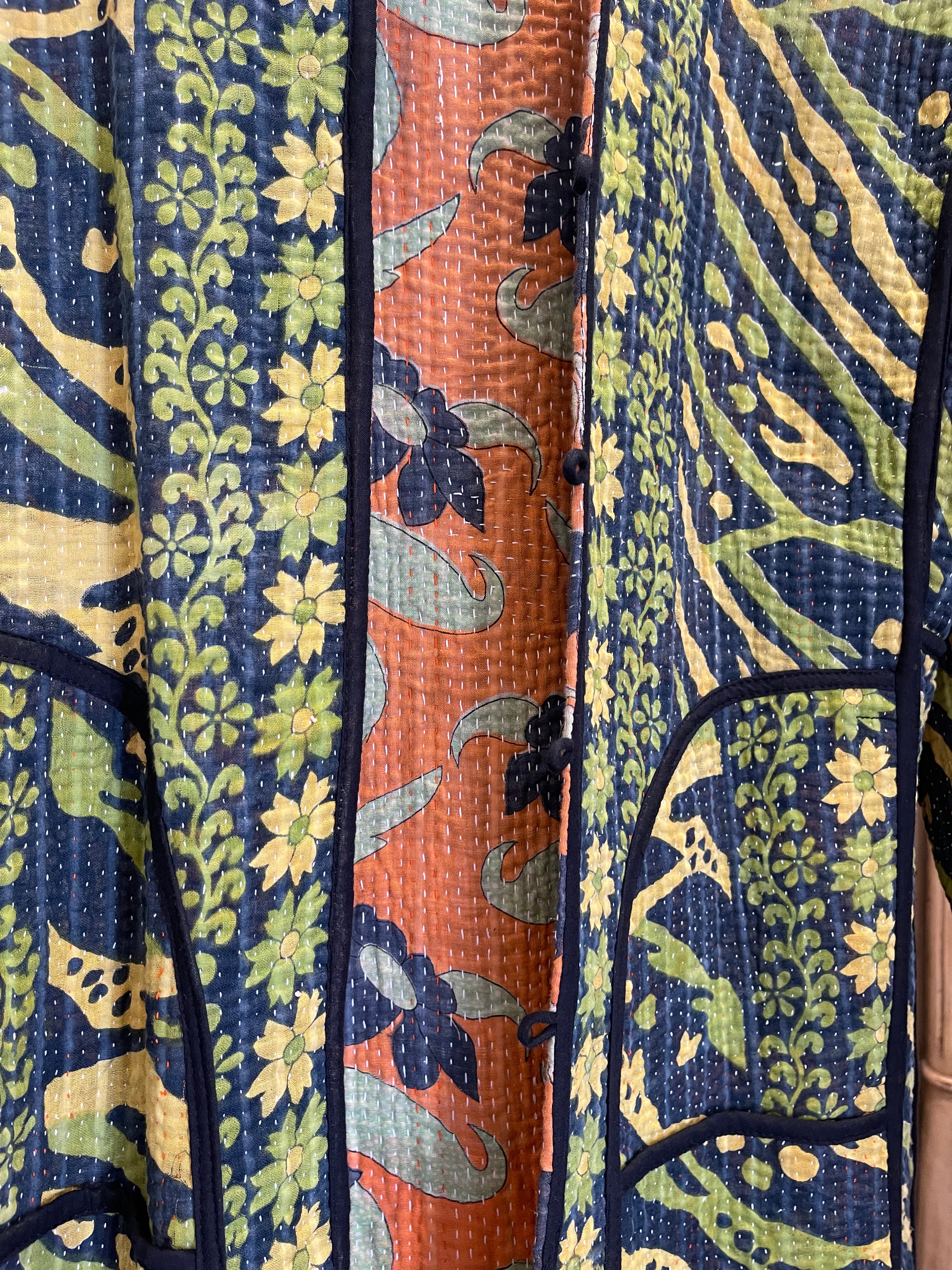 Vintage Kantha Jacket - Retro Sunflower