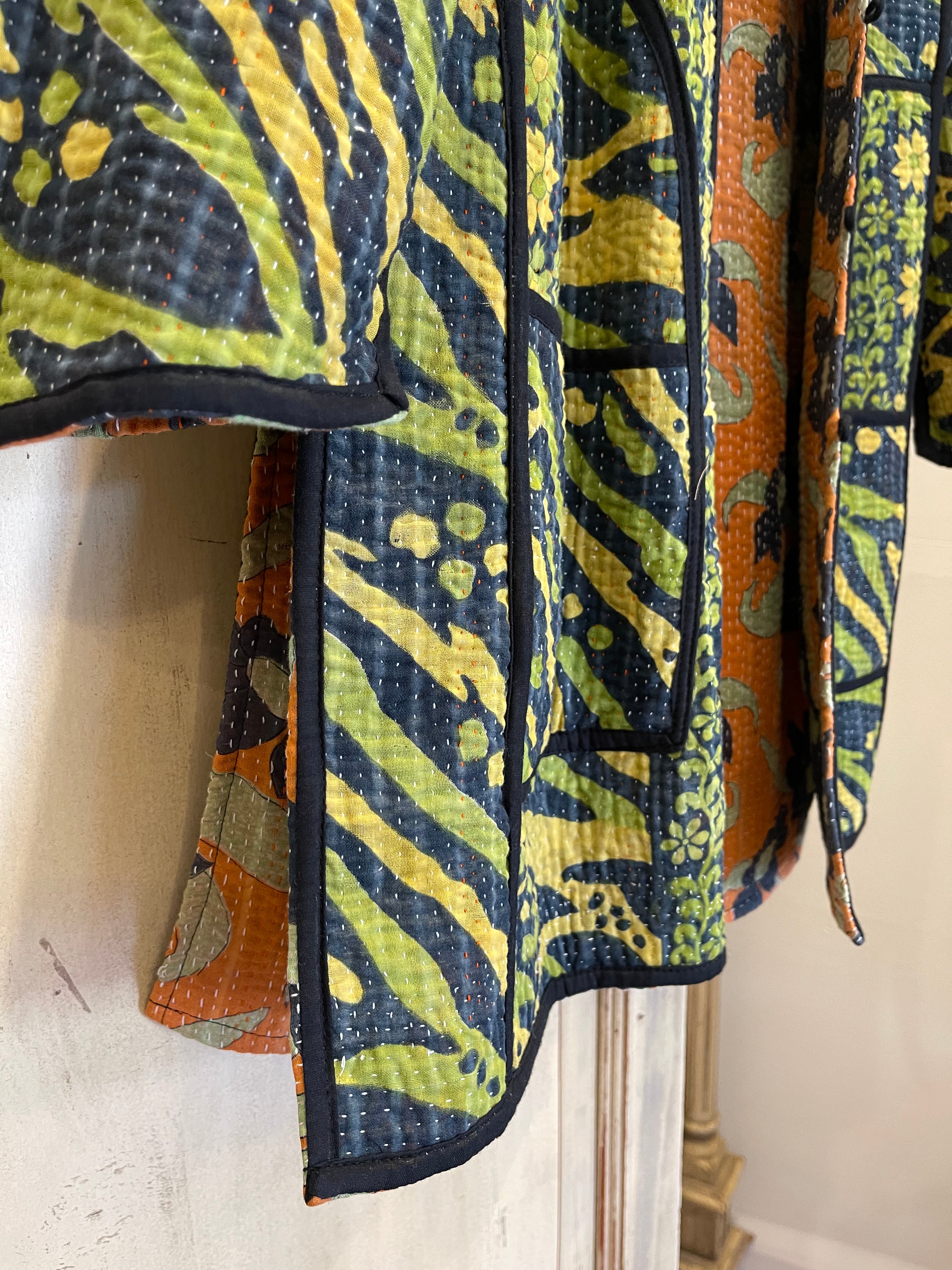 Vintage Kantha Jacket - Retro Sunflower
