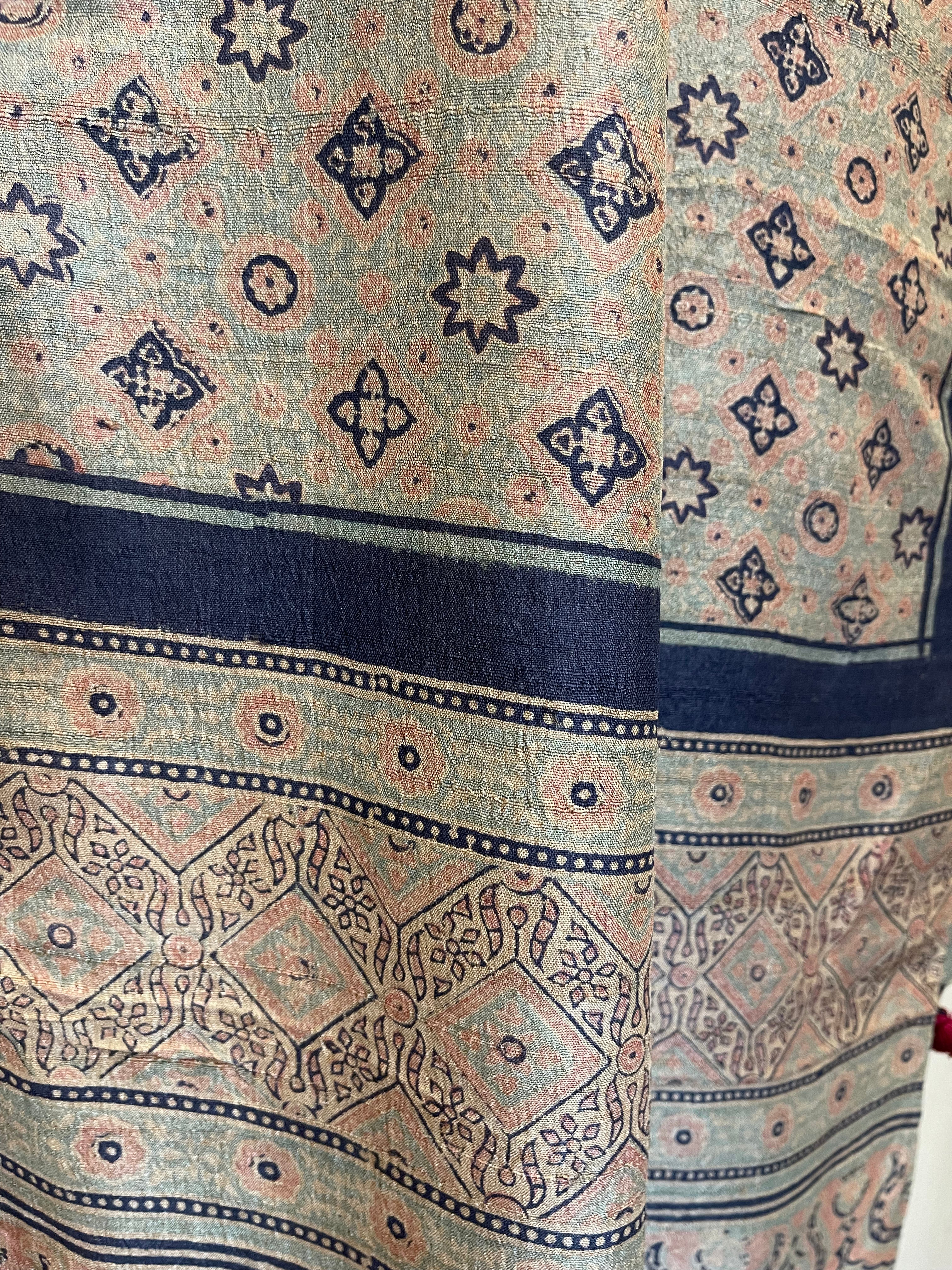 Ajrakh Tussar Silk Scar - Dusk Stars