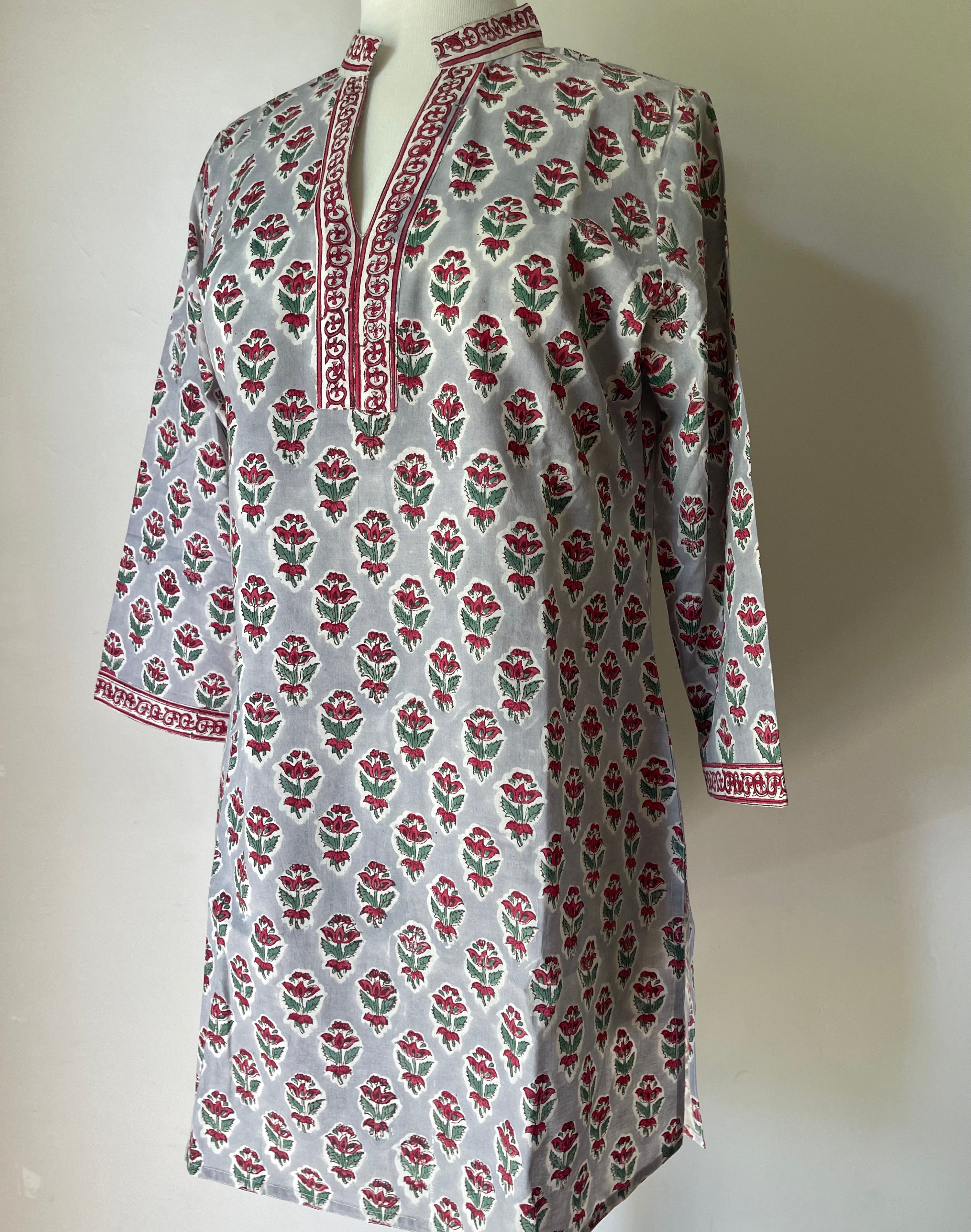 Blockprinted Kurta - Grey