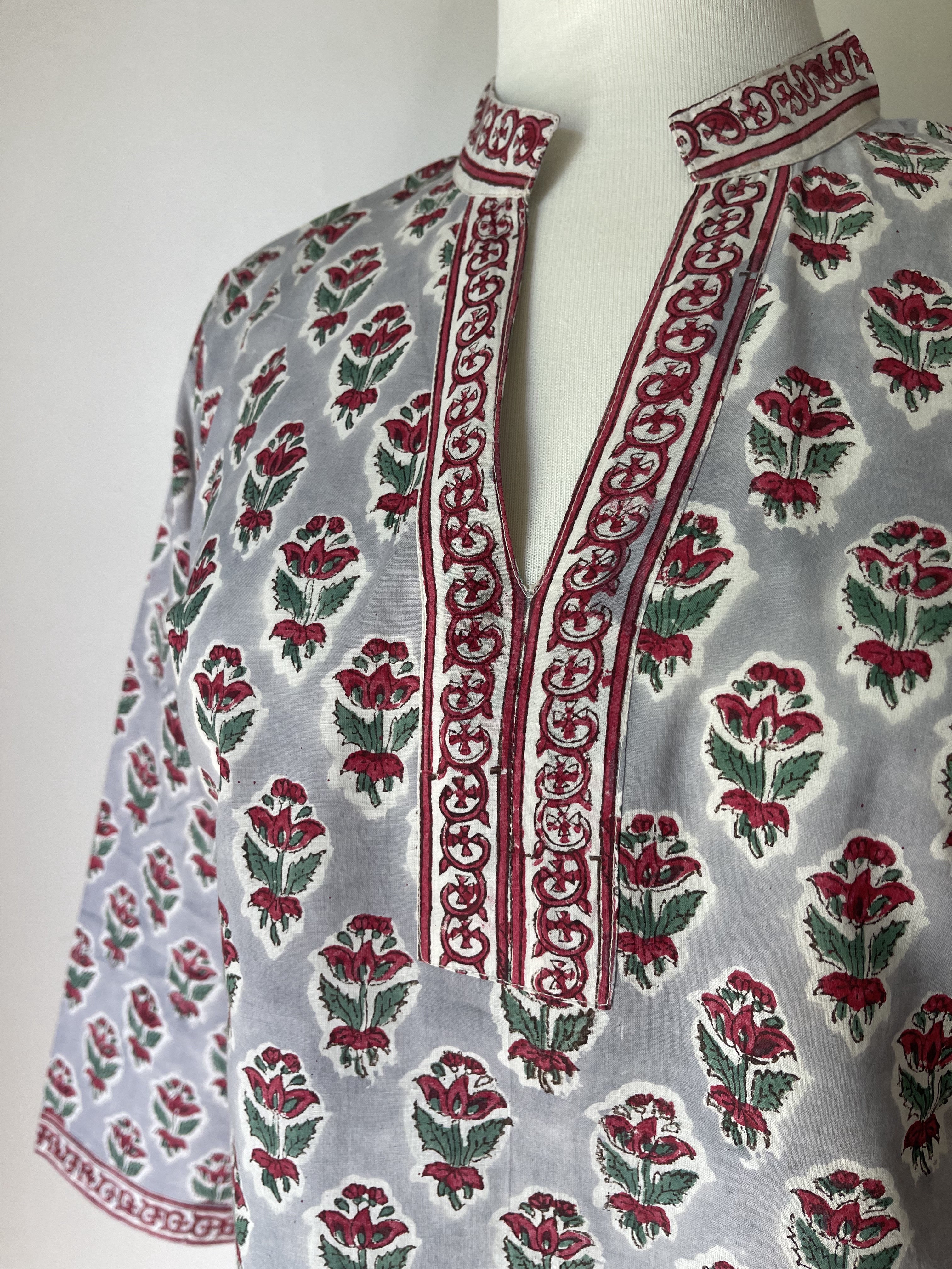 Blockprinted Kurta - Grey