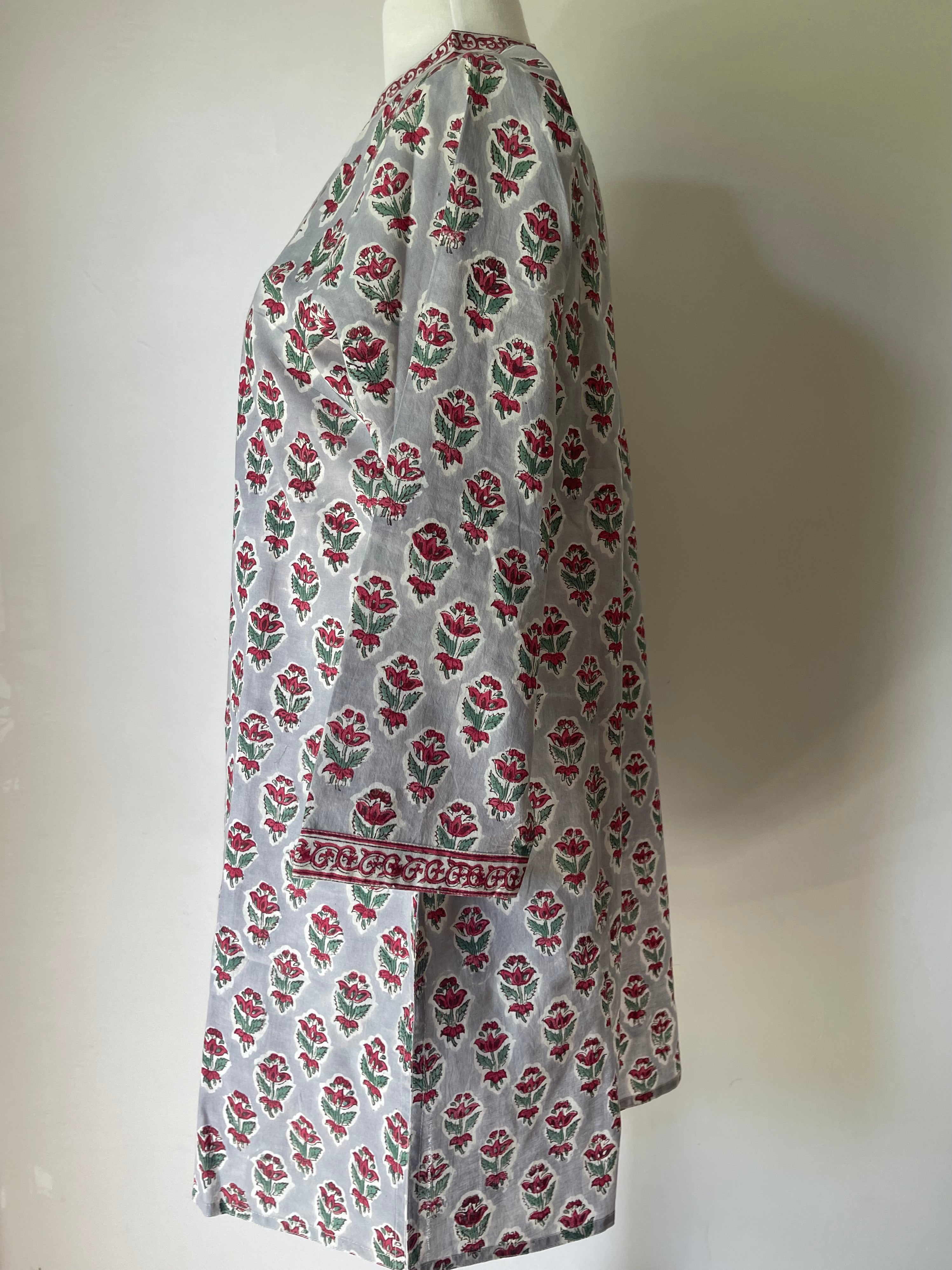 Blockprinted Kurta - Grey