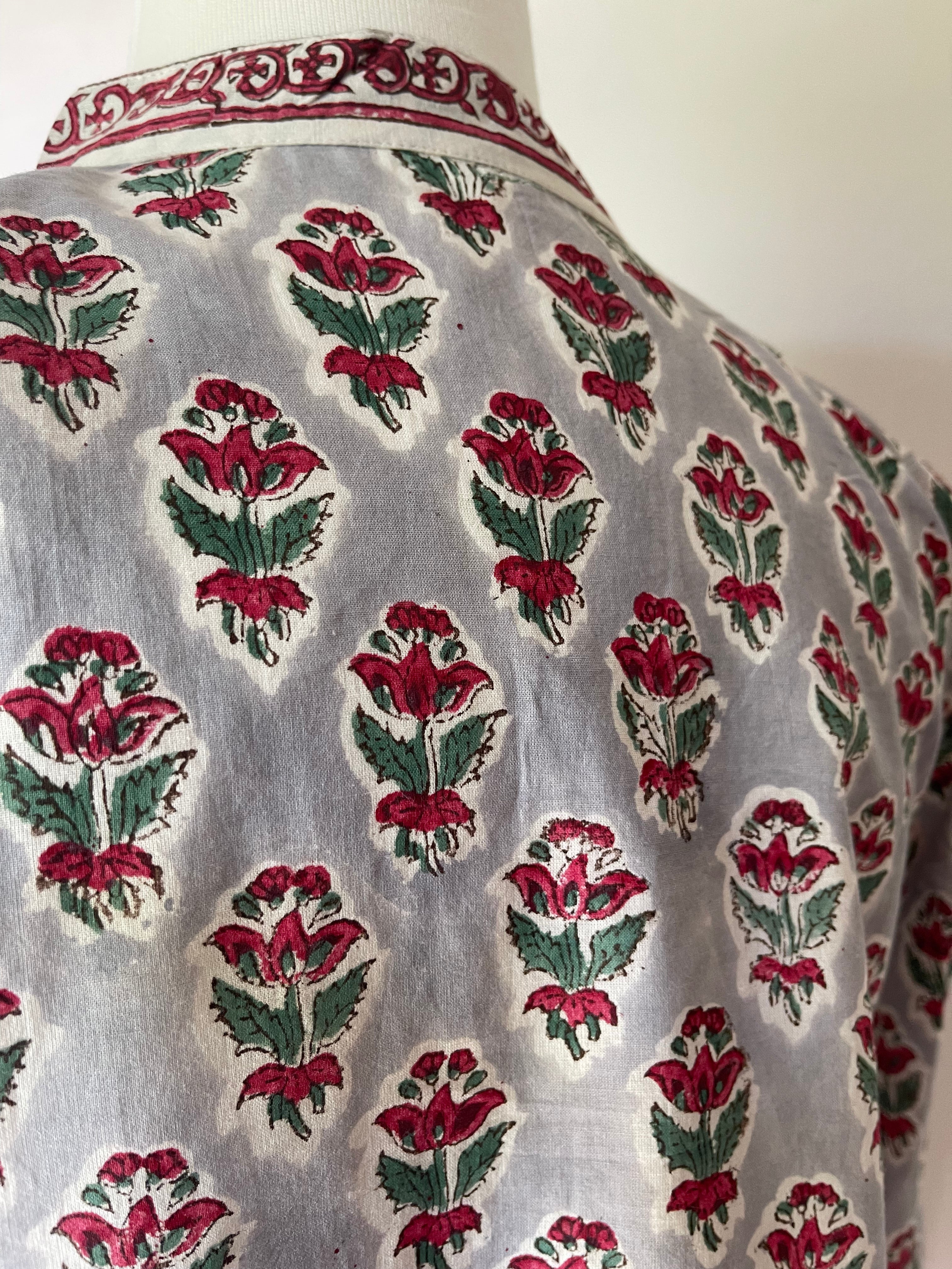 Blockprinted Kurta - Grey