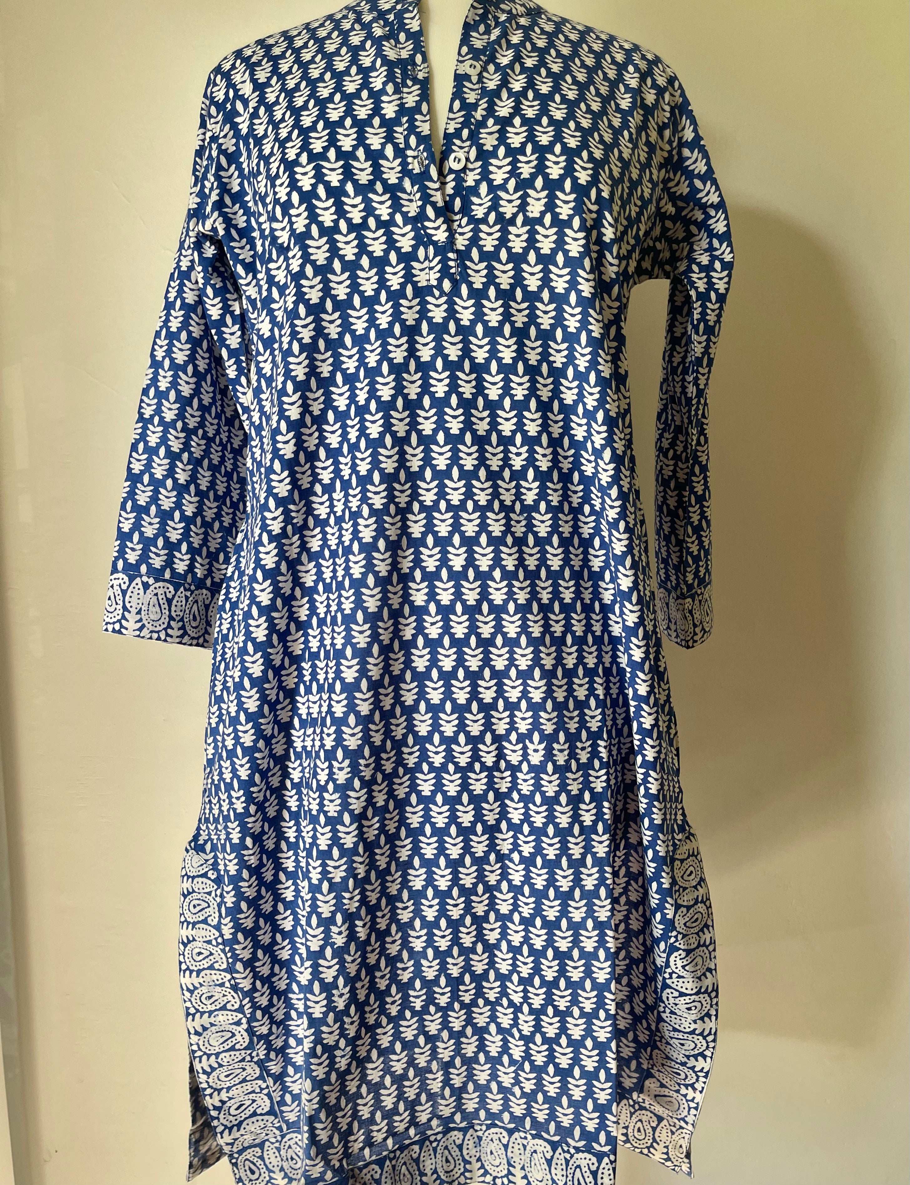 Blockprinted Kurta - Navy Buti