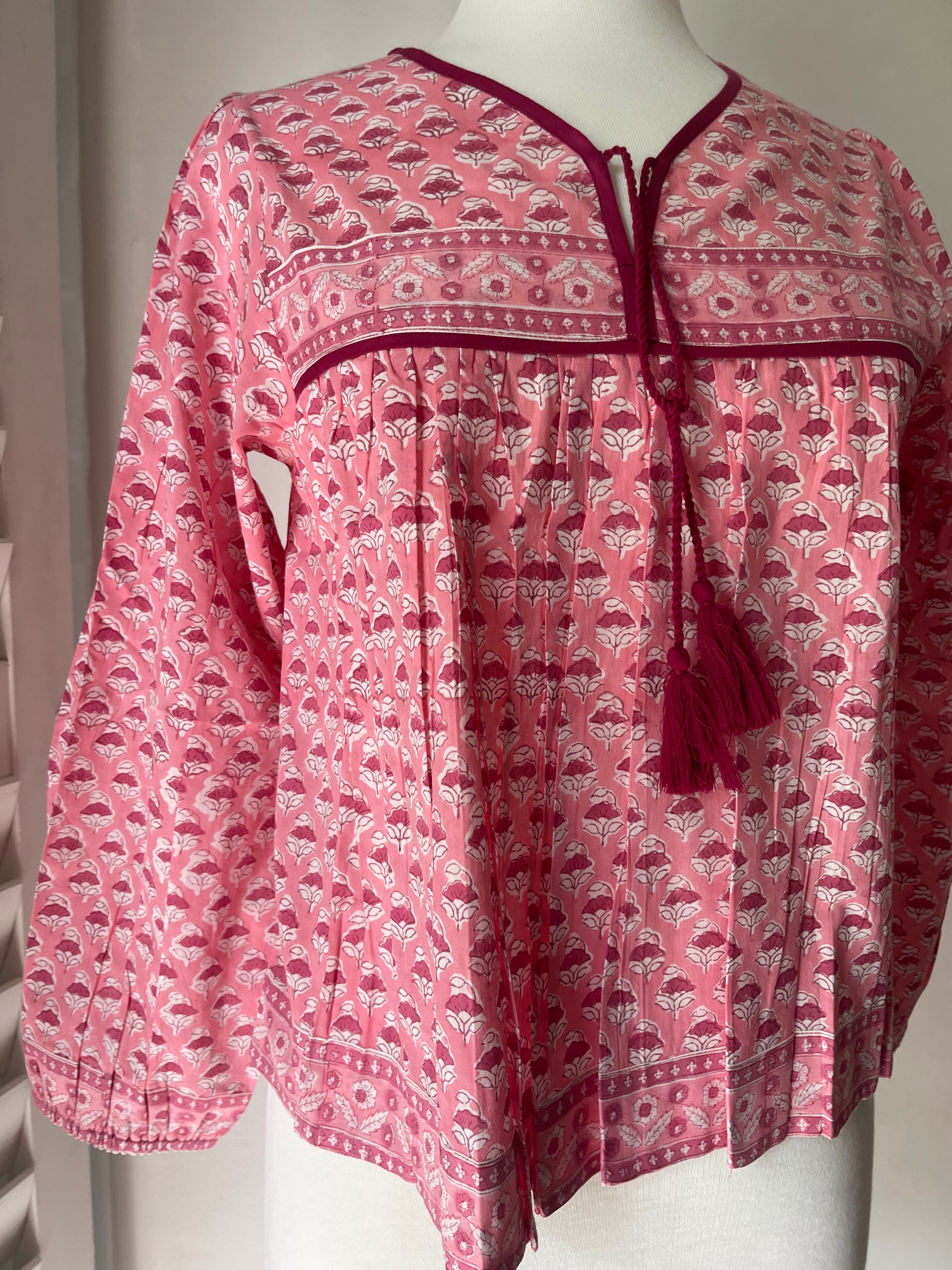 V Neck Blouse -Strawberry