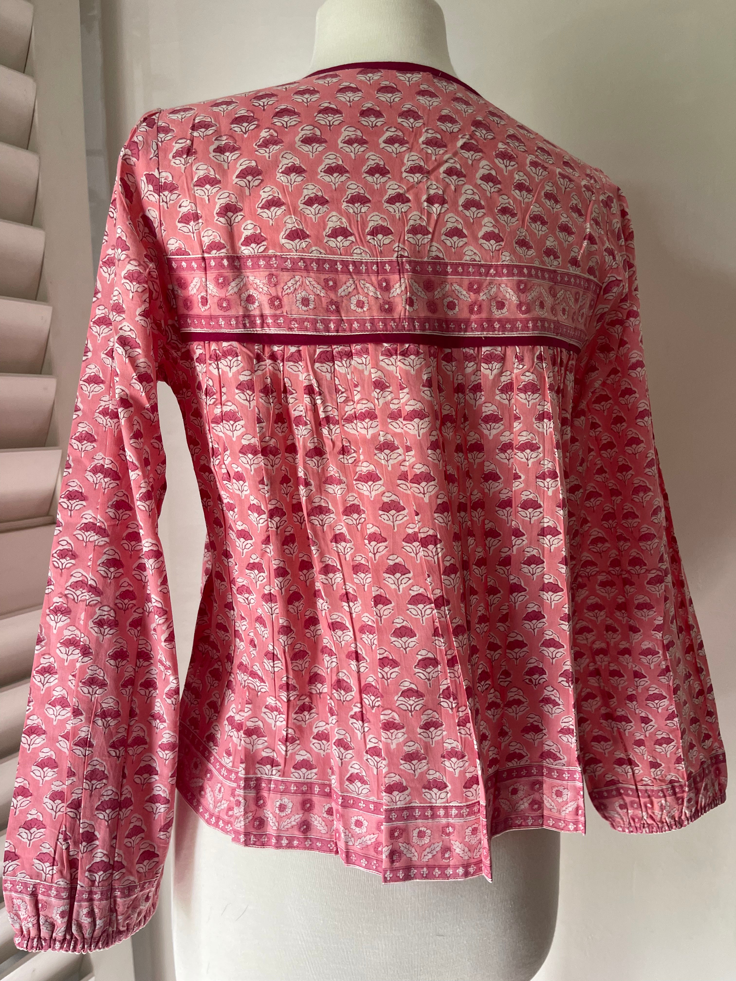 V Neck Blouse -Strawberry