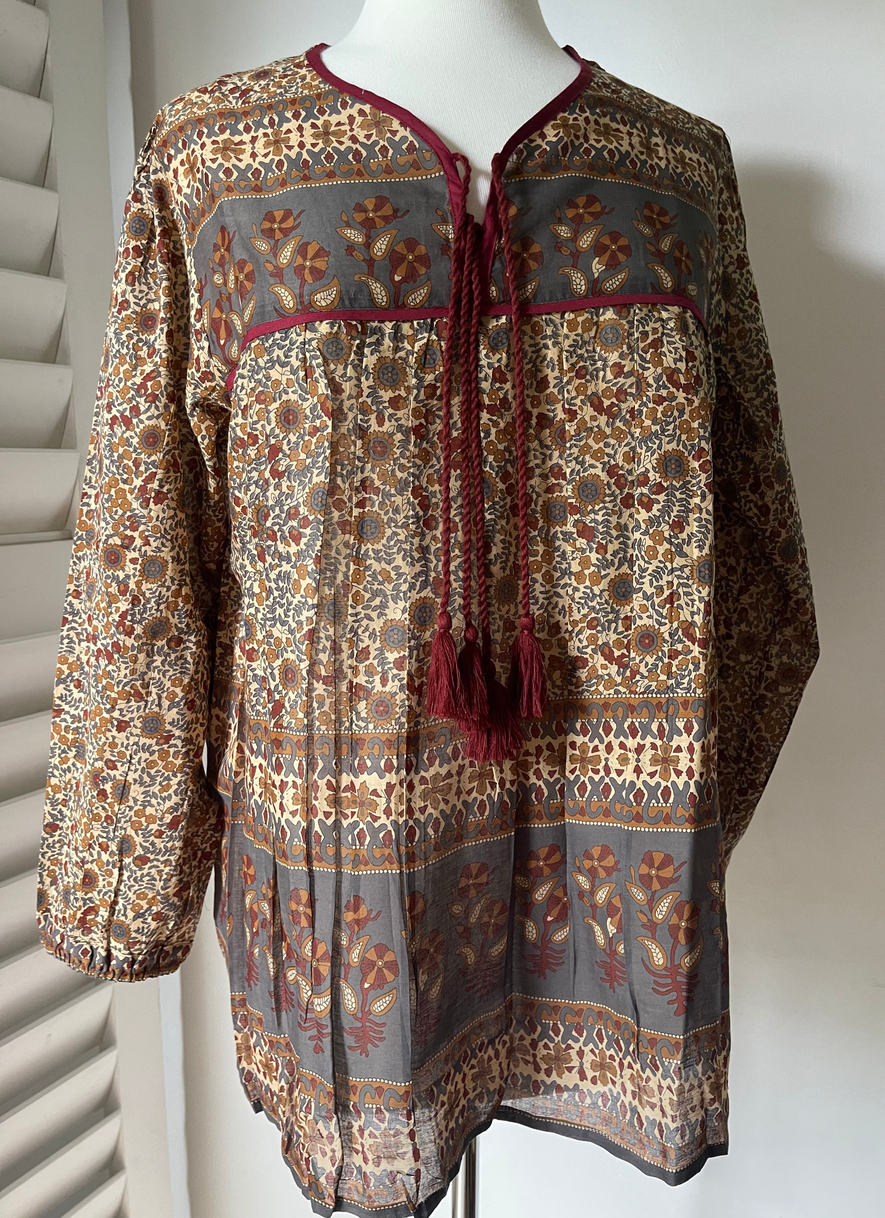 V Neck Blouse -Earth Meadow