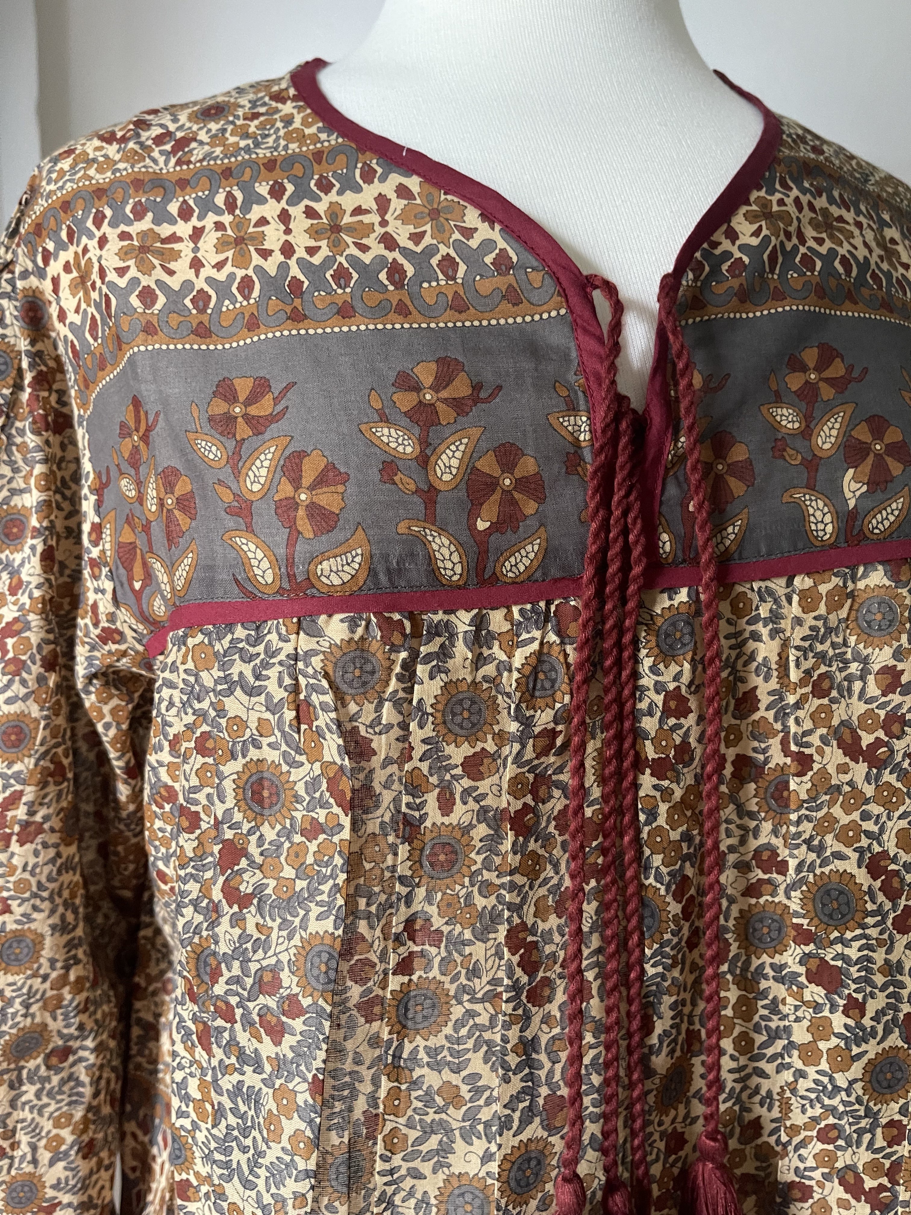 V Neck Blouse -Earth Meadow