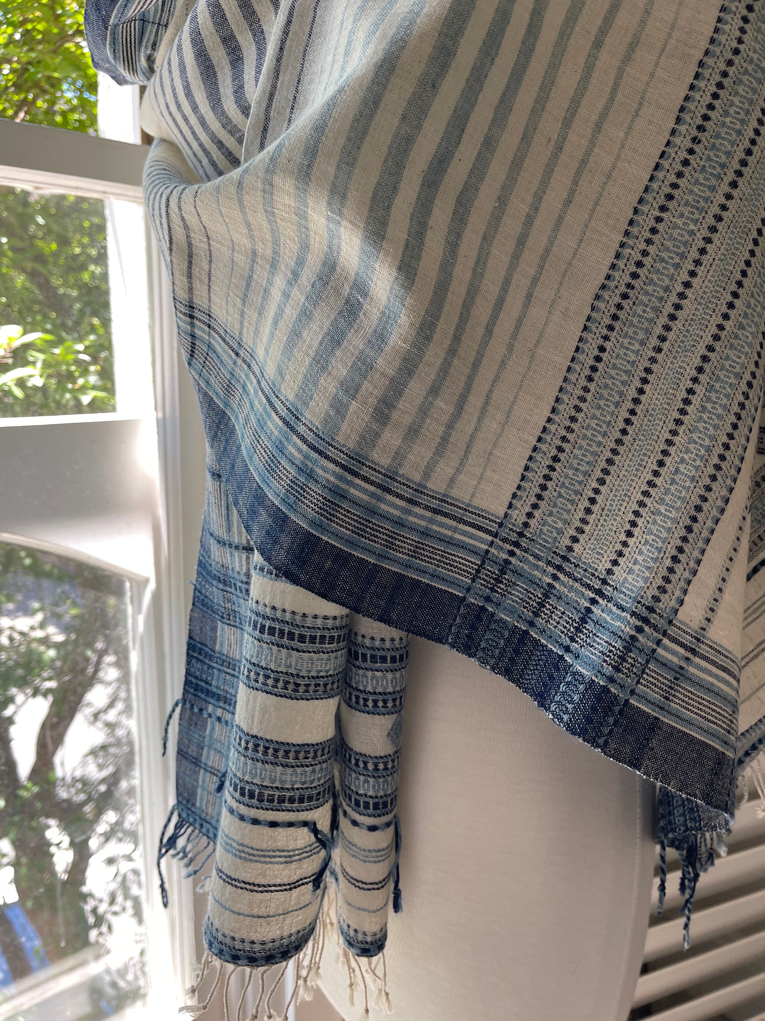 Handloomed Organic Cotton Scarf - Indigo