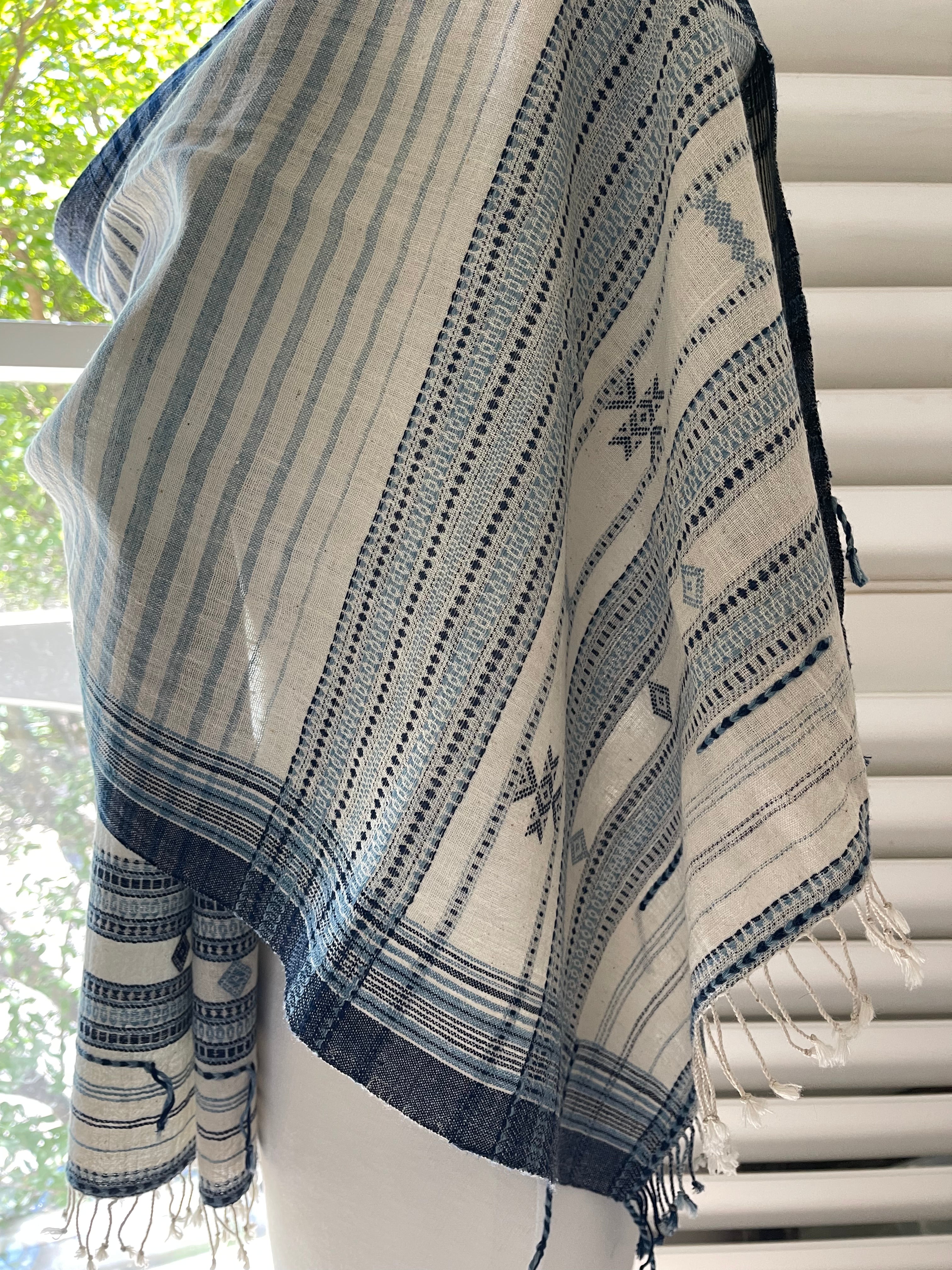 Handloomed Organic Cotton Scarf - Indigo
