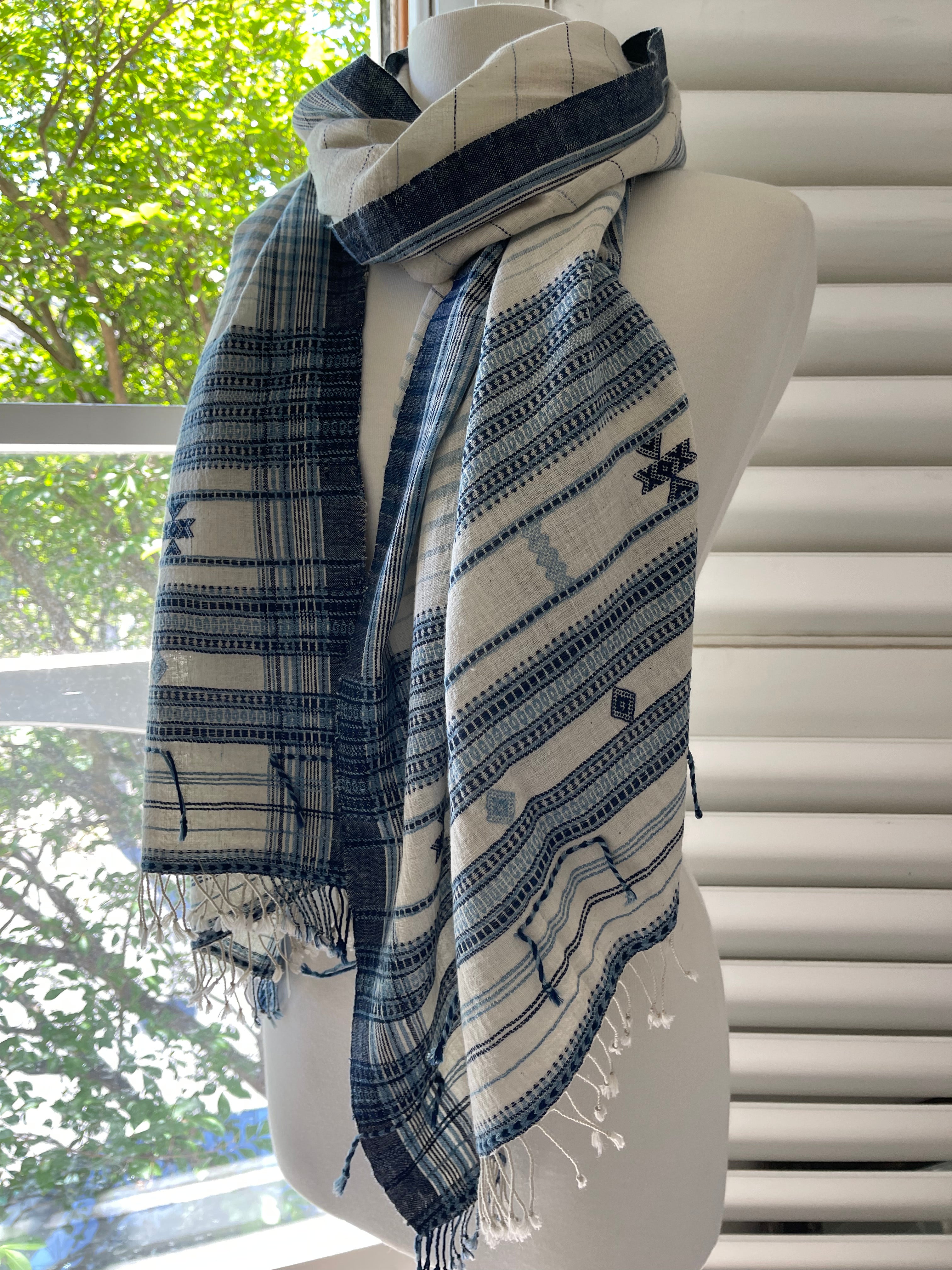 Handloomed Organic Cotton Scarf - Indigo