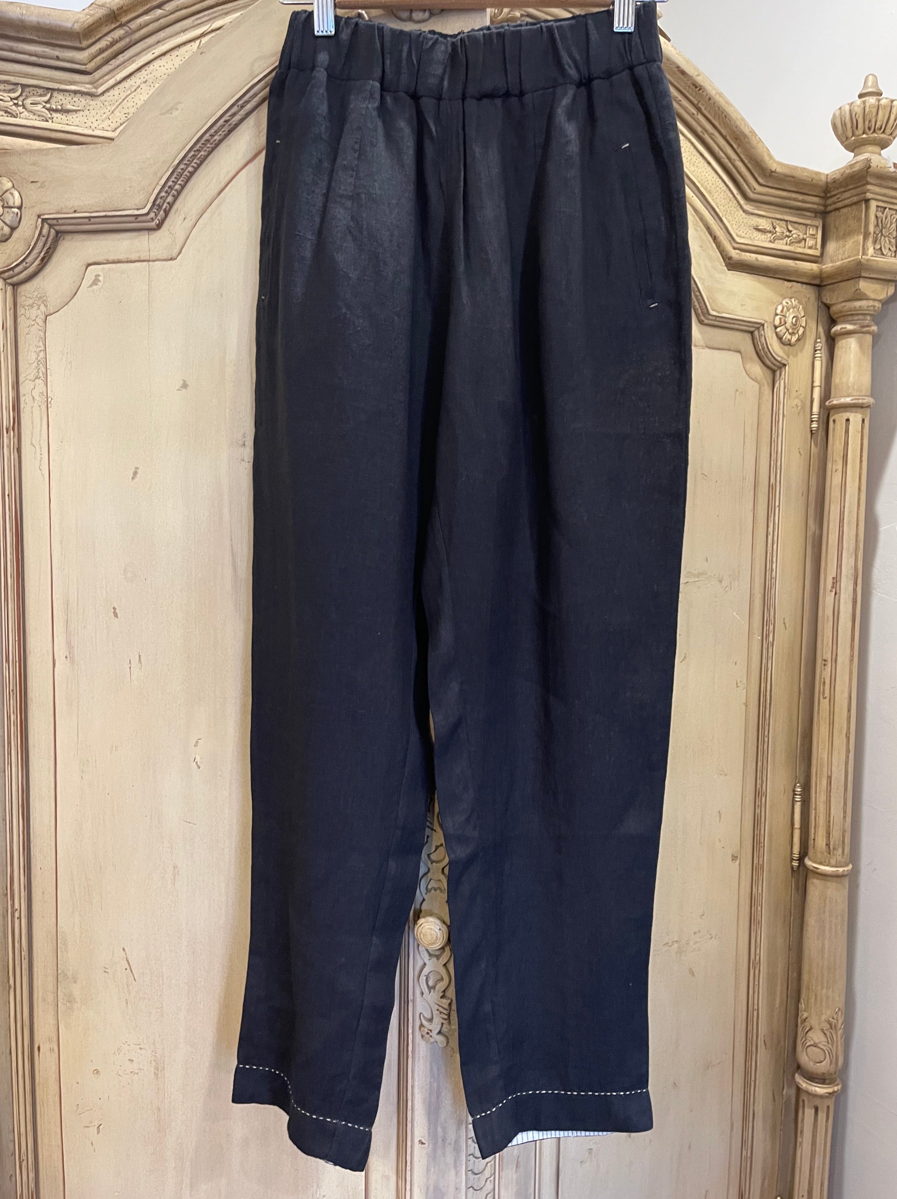 ROOMA LINEN PANTS - BLACK