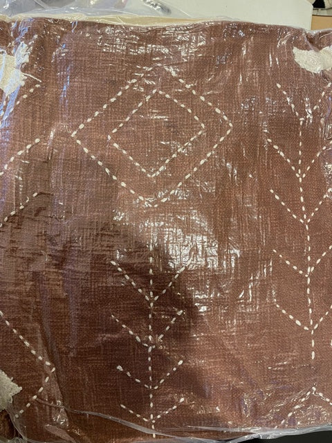Hand Embroidered Cotton Cushion Square - Cocoa + milk