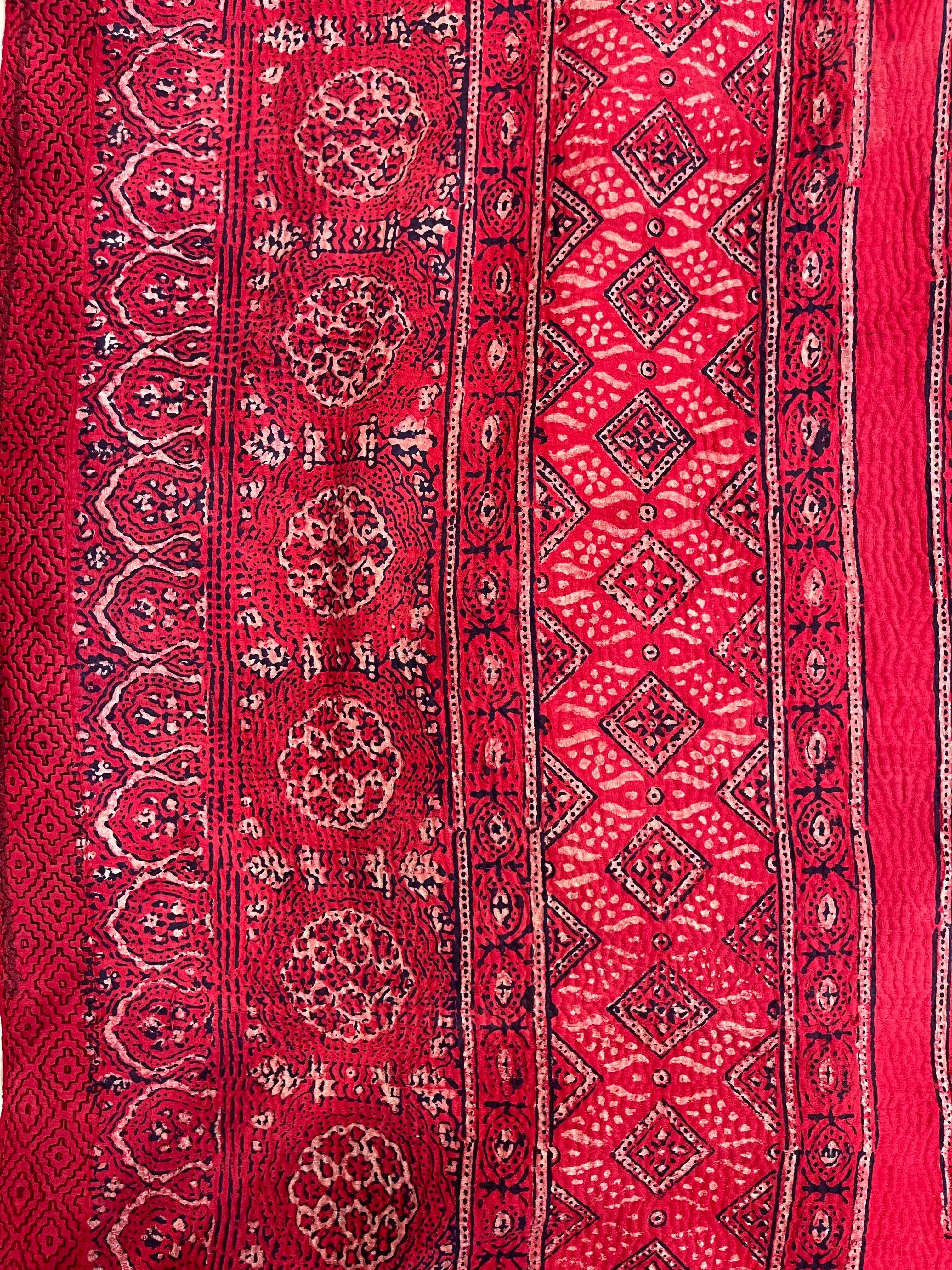 VINTAGE KANTHA - AJRAKH STAINED GLASS IN RED