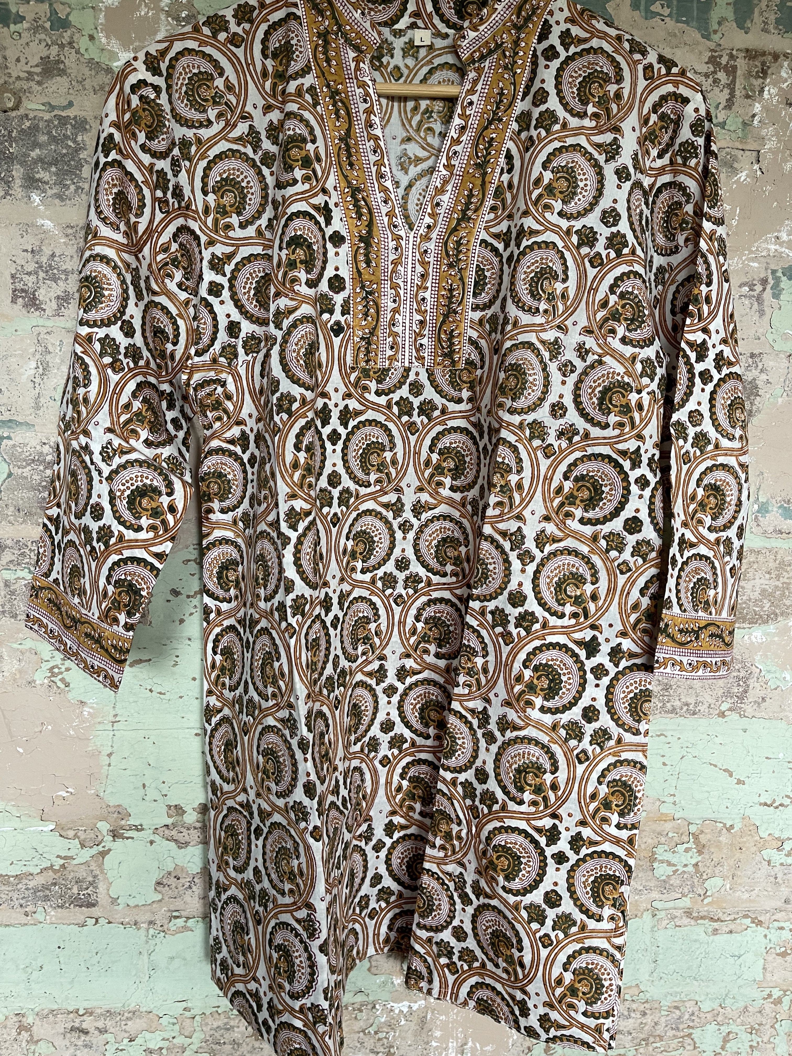 Blockprinted Kurta - Mustard Vine