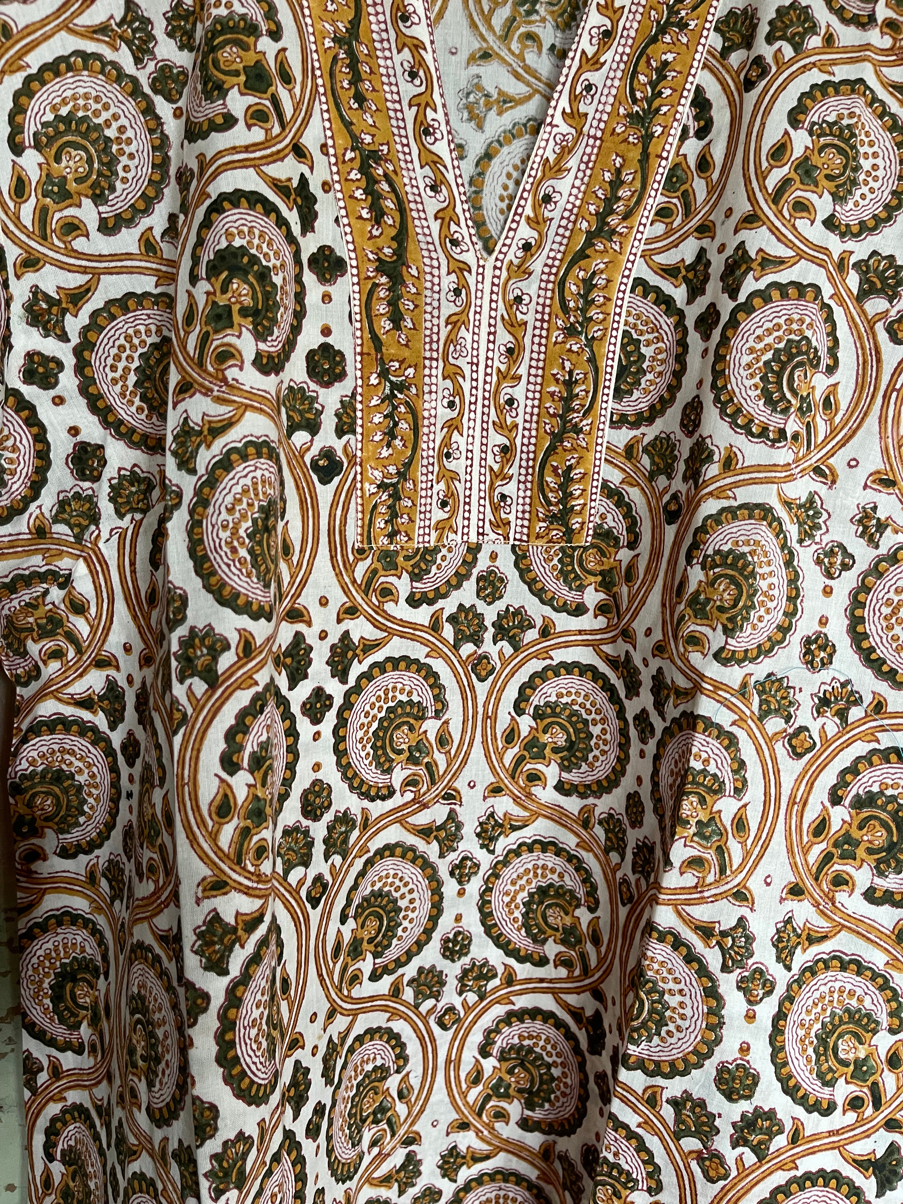 Blockprinted Kurta - Mustard Vine