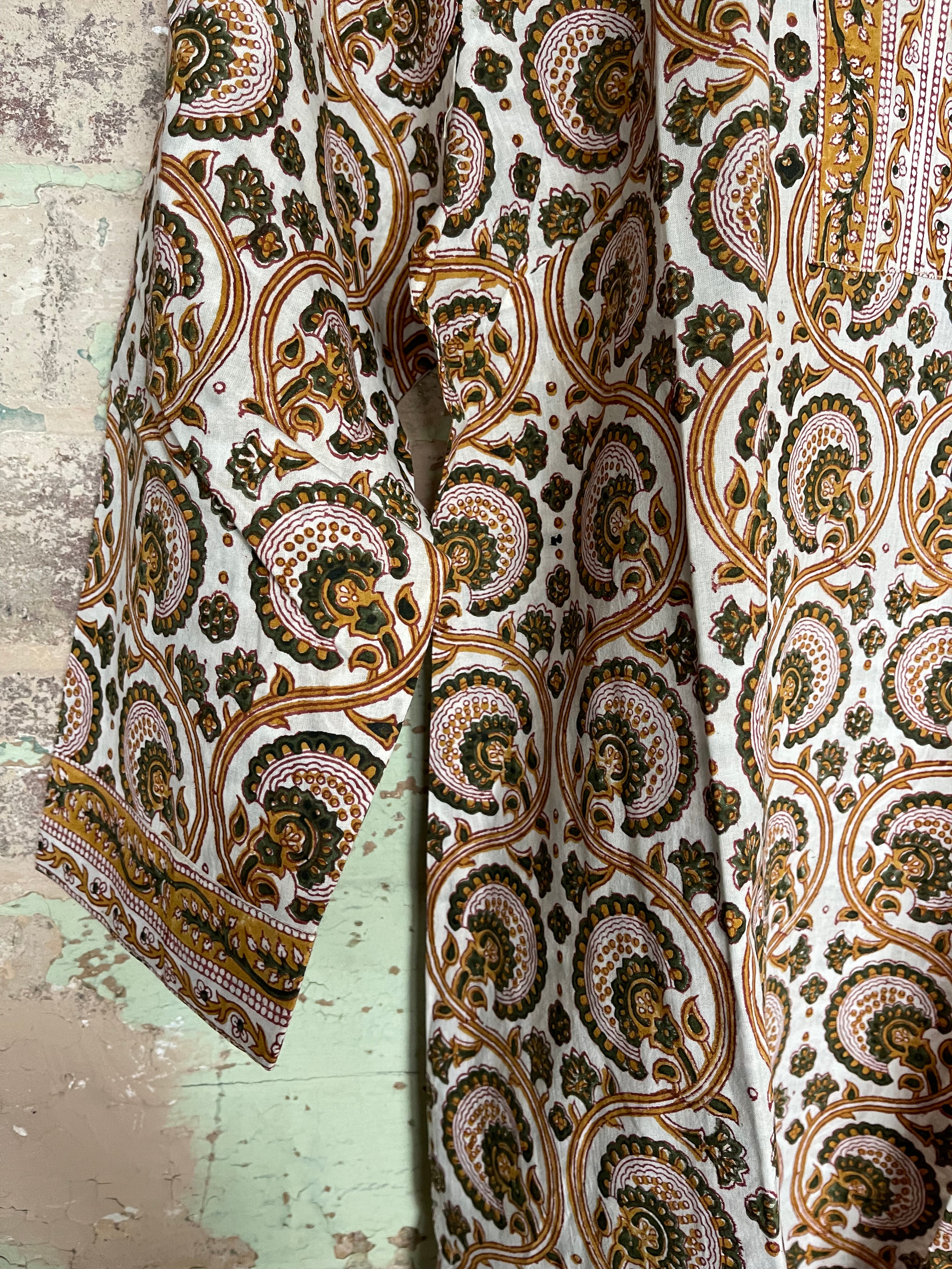 Blockprinted Kurta - Mustard Vine