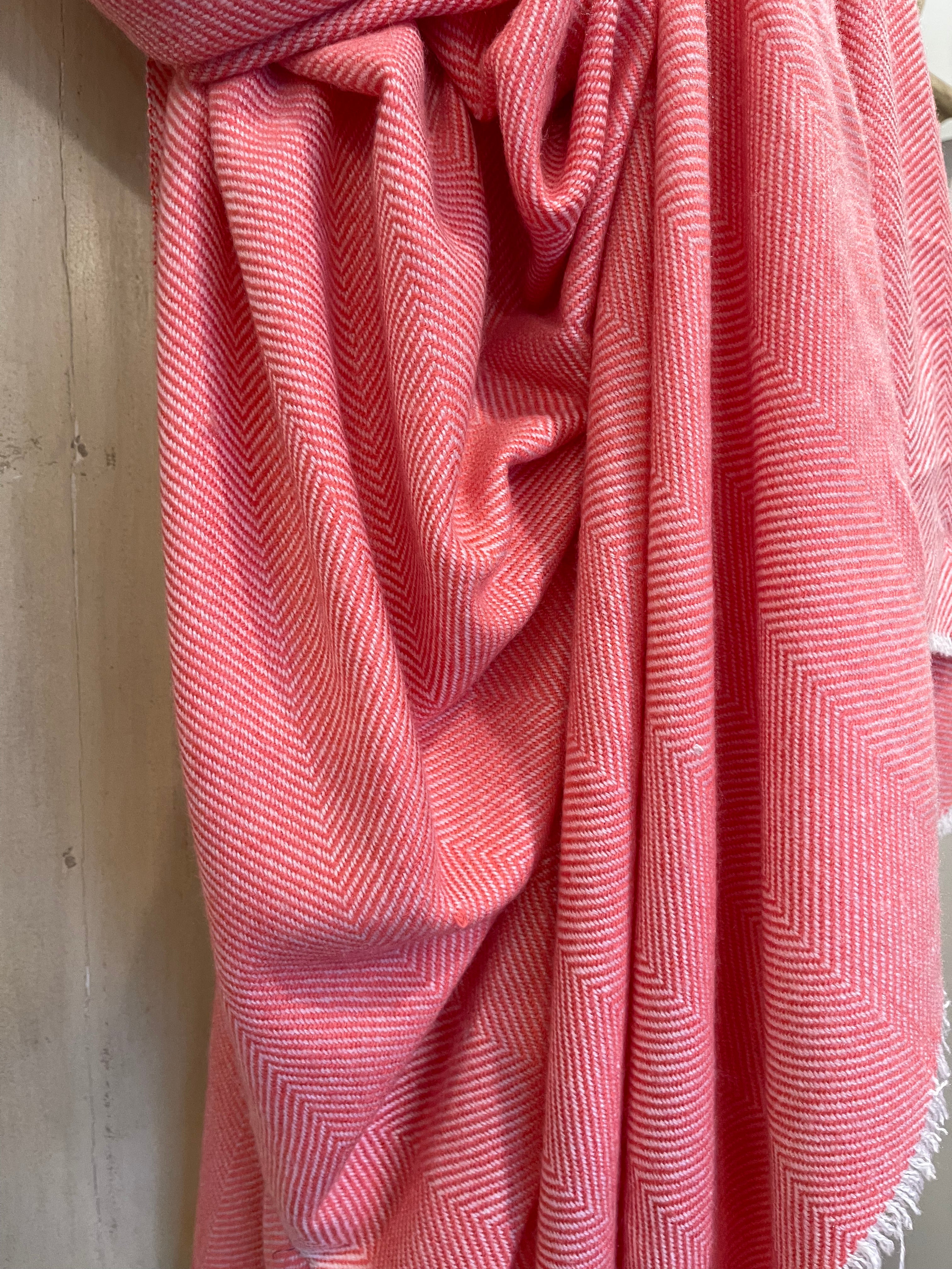 Cashmere Wrap - Coral Stripe