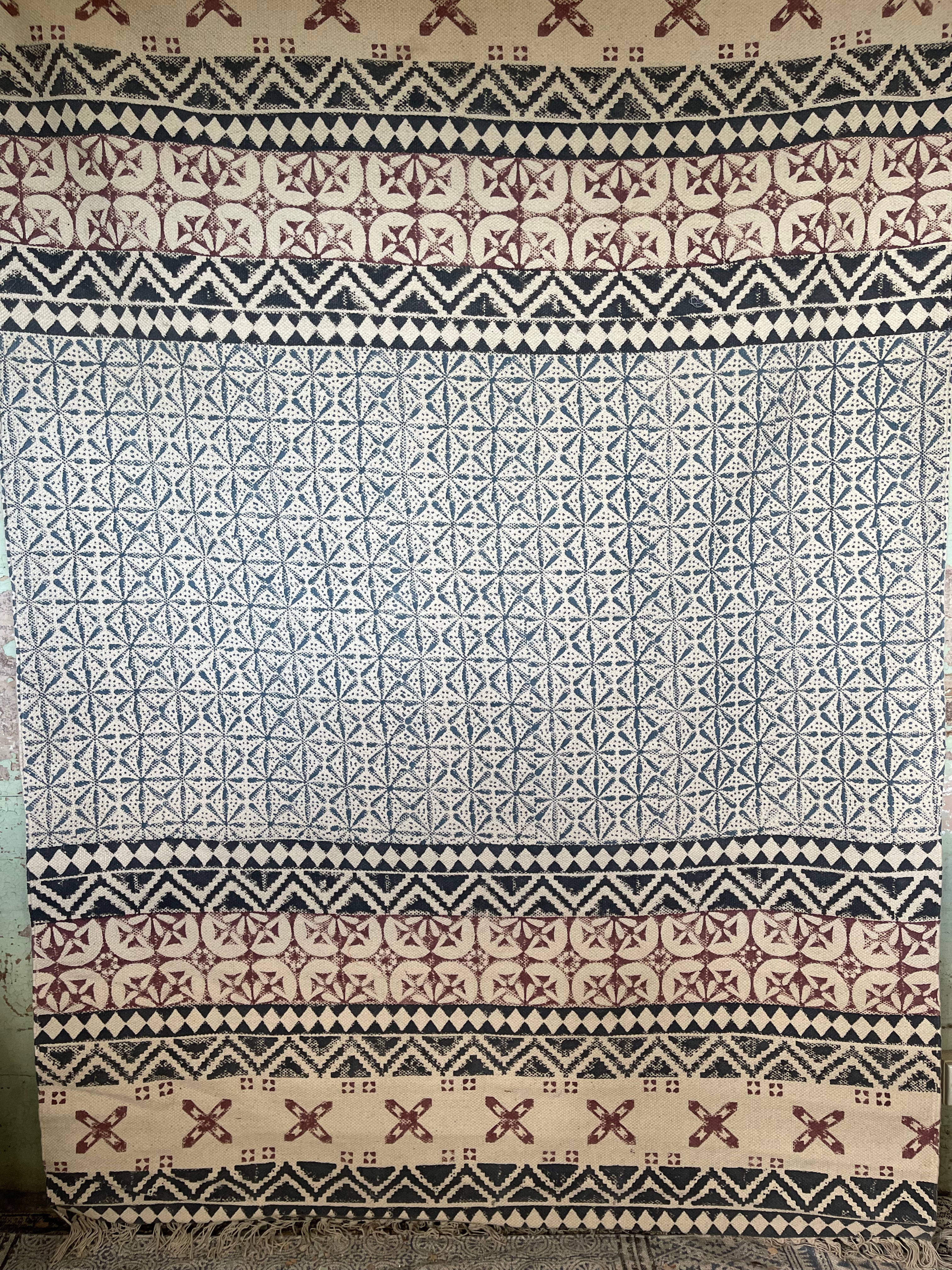 Dhurrie Cotton Rug - Intricate Indigo